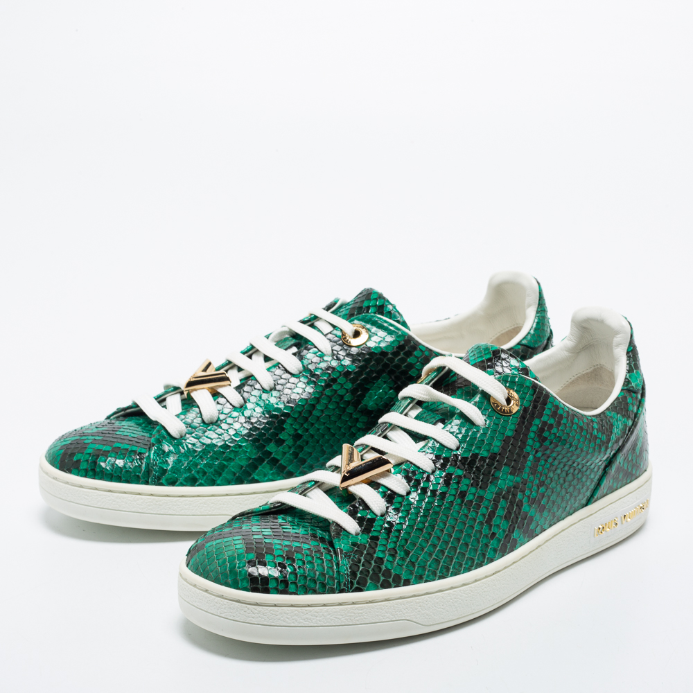 

Louis Vuitton Green Python Leather Frontrow Sneakers Size