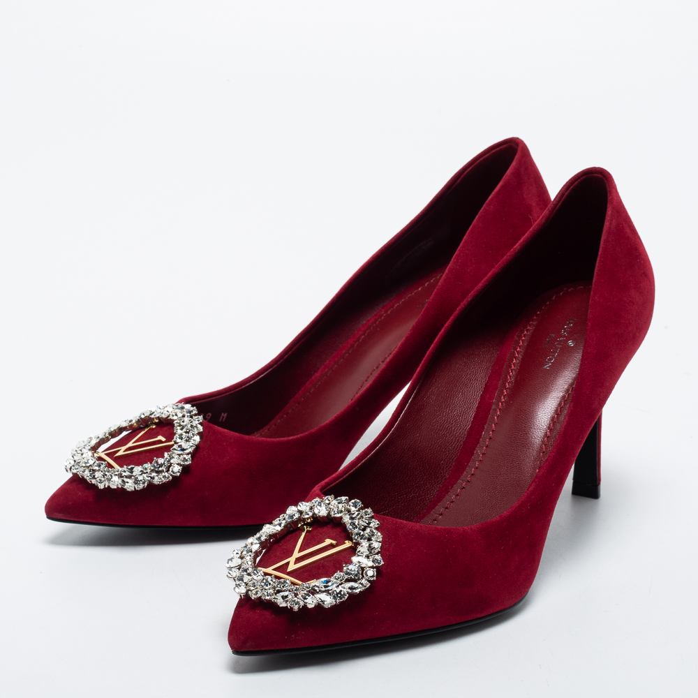 

Louis Vuitton Burgundy Suede Madeleine Pumps Size