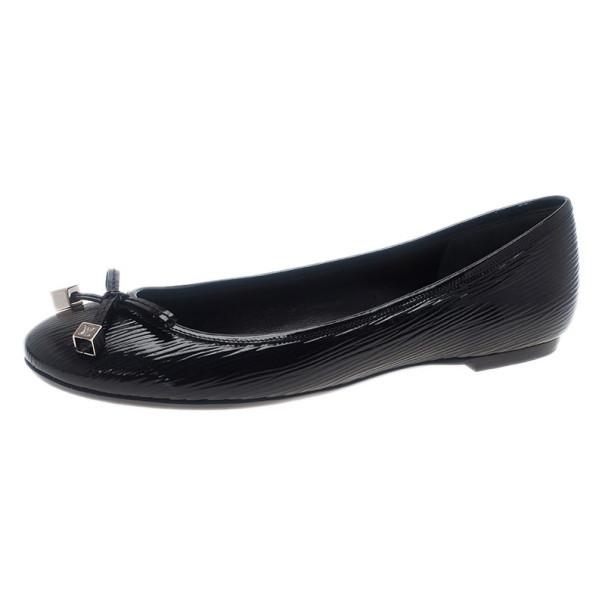 Pre Owned Louis Vuitton Black Epi Electric Debbie Ballet Flats Size 38