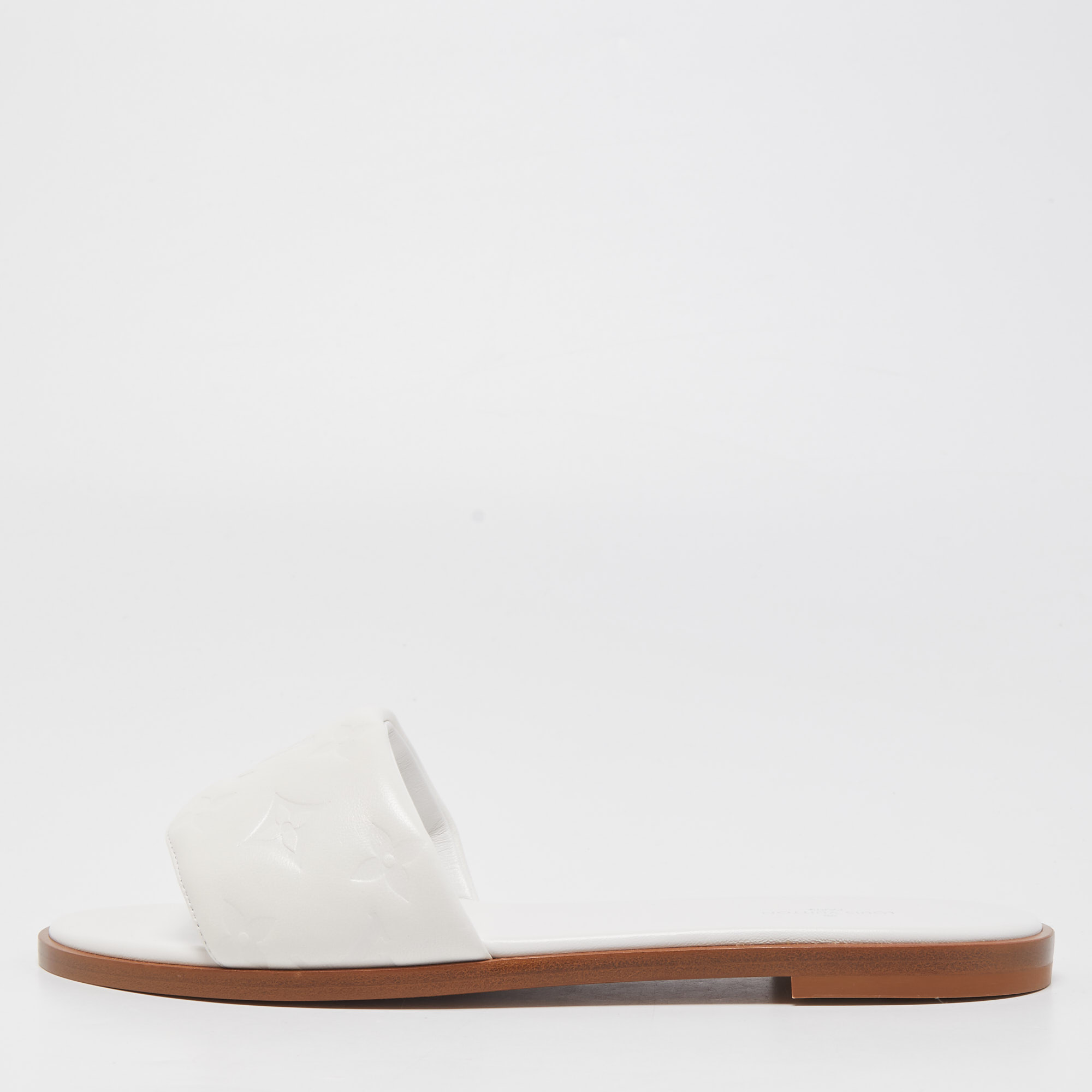 Louis Vuitton White Monogram Embossed Leather Revival Slide