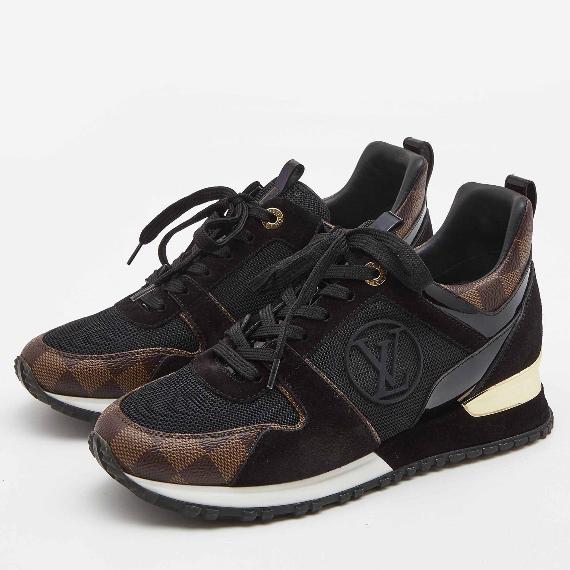 

Louis Vuitton Brown/Black Suede and Canvas Run Away Sneakers Size