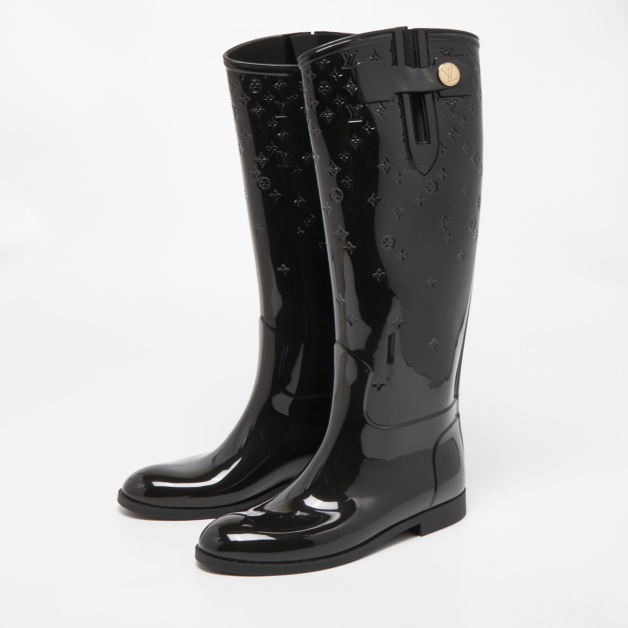 

Louis Vuitton Black Rubber Rain Boots Size