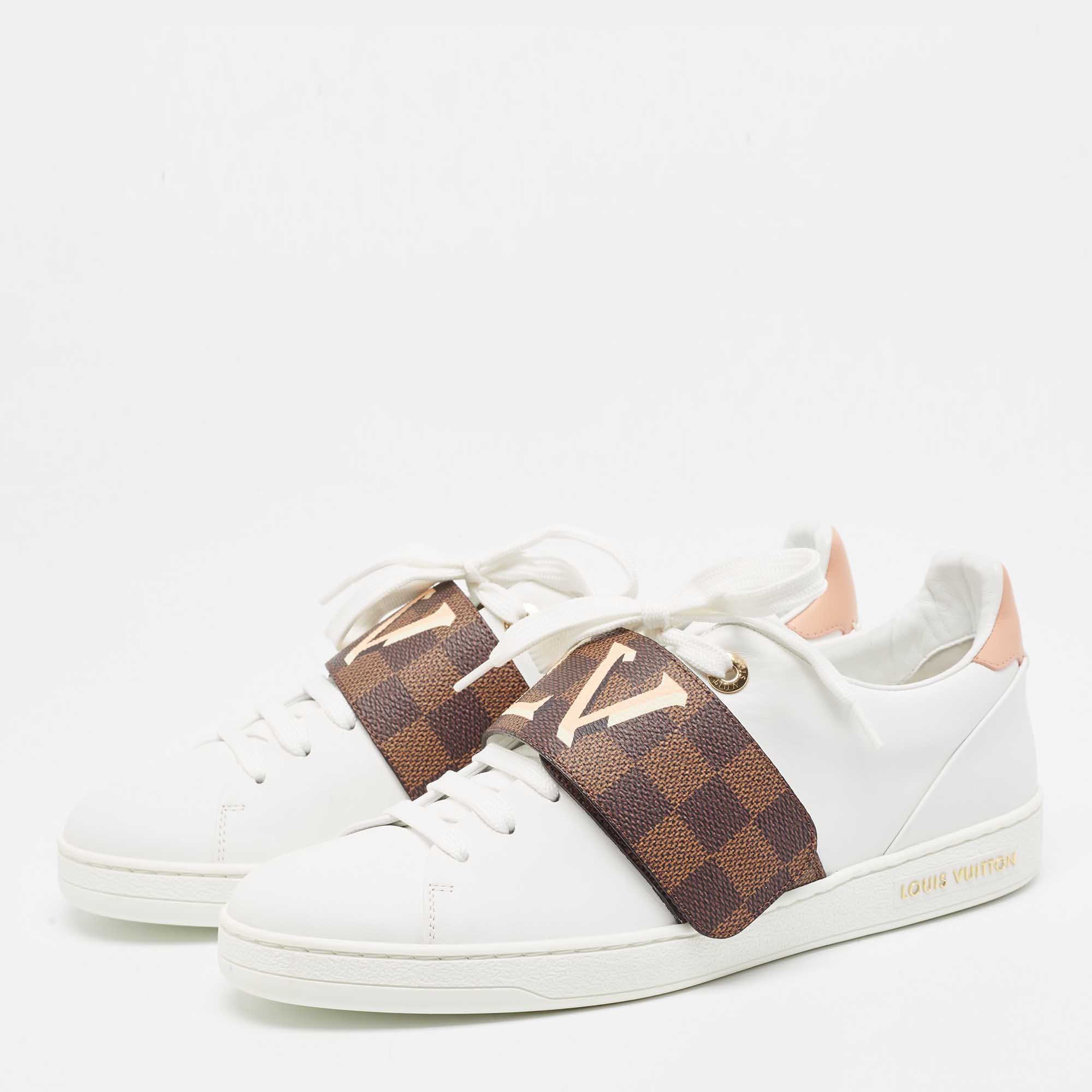 

Louis Vuitton White/Monogram Canvas and Leather Frontrow Sneakers Size