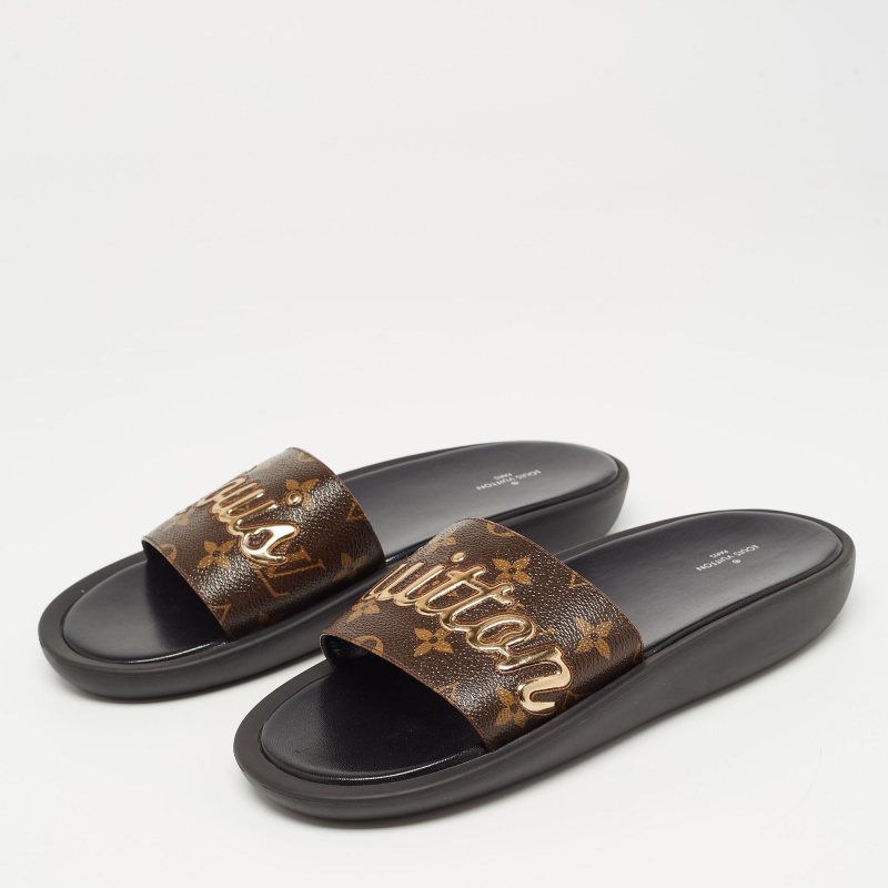 

Louis Vuitton Brown Monogram Canvas Sunbath Flat Slides Size