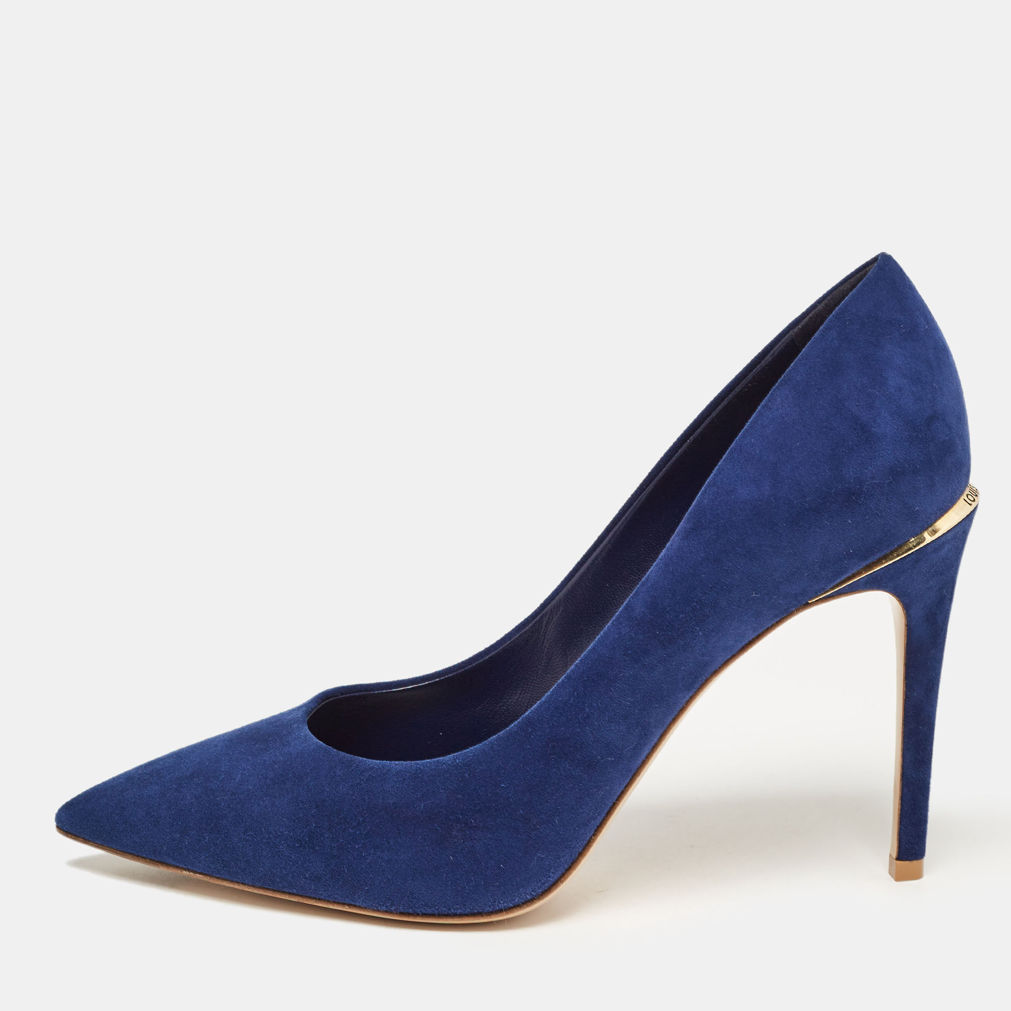 Pre-owned Louis Vuitton Blue Suede Pointed Toe Pumps Size 40