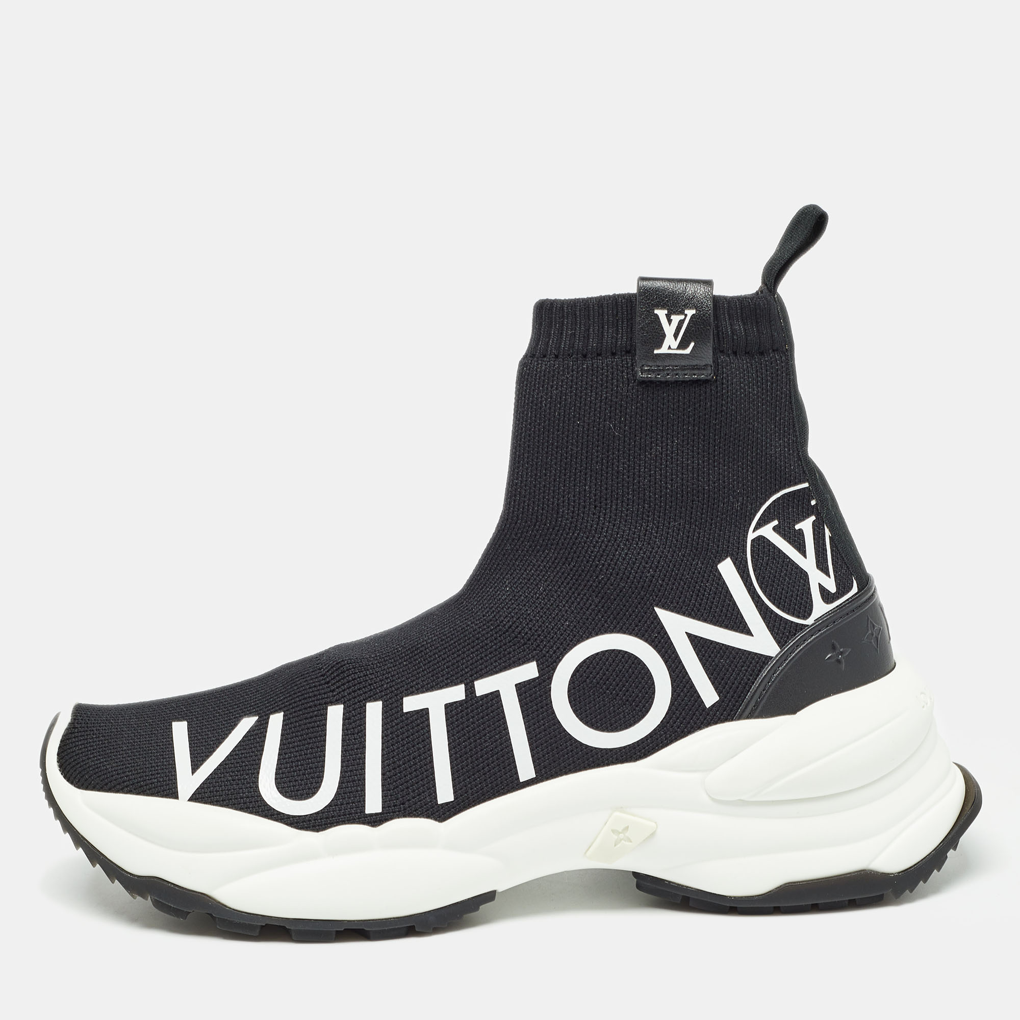 Pre-owned Louis Vuitton Black Knit Fabric Sock Sneakers Size 39