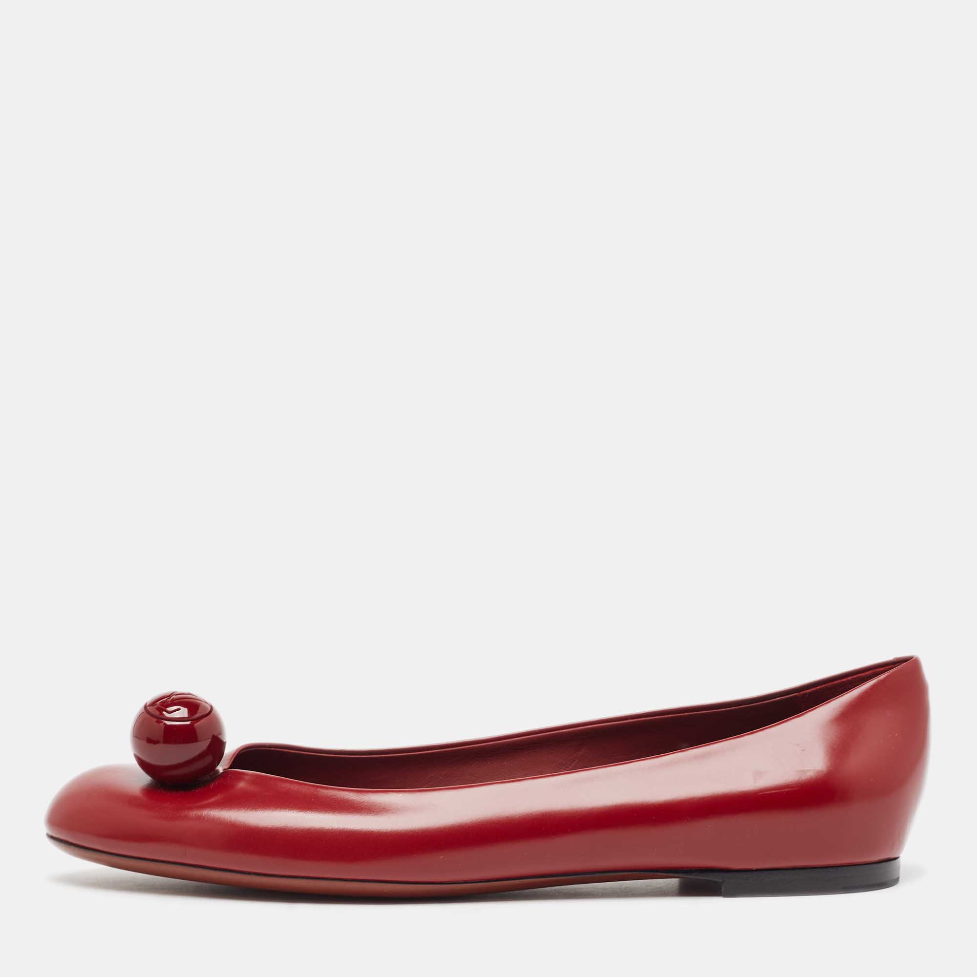 Pre-owned Louis Vuitton Burgundy Leather Betty Ballet Flats Size 39.5