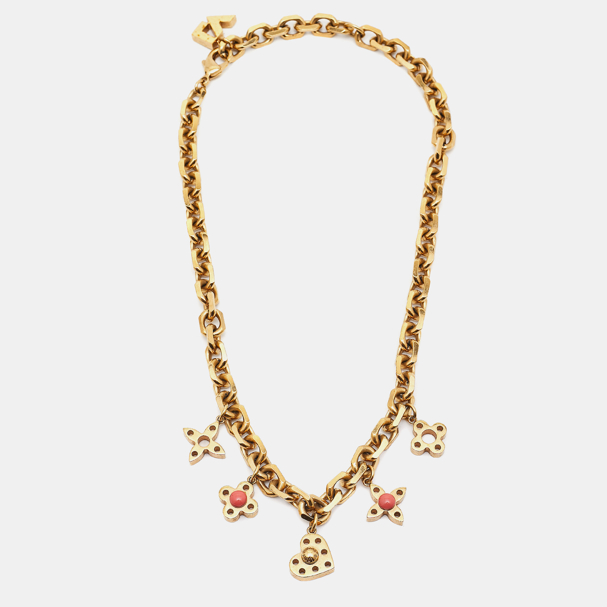 

Louis Vuitton Hide and Seek Resin Gold Tone Necklace