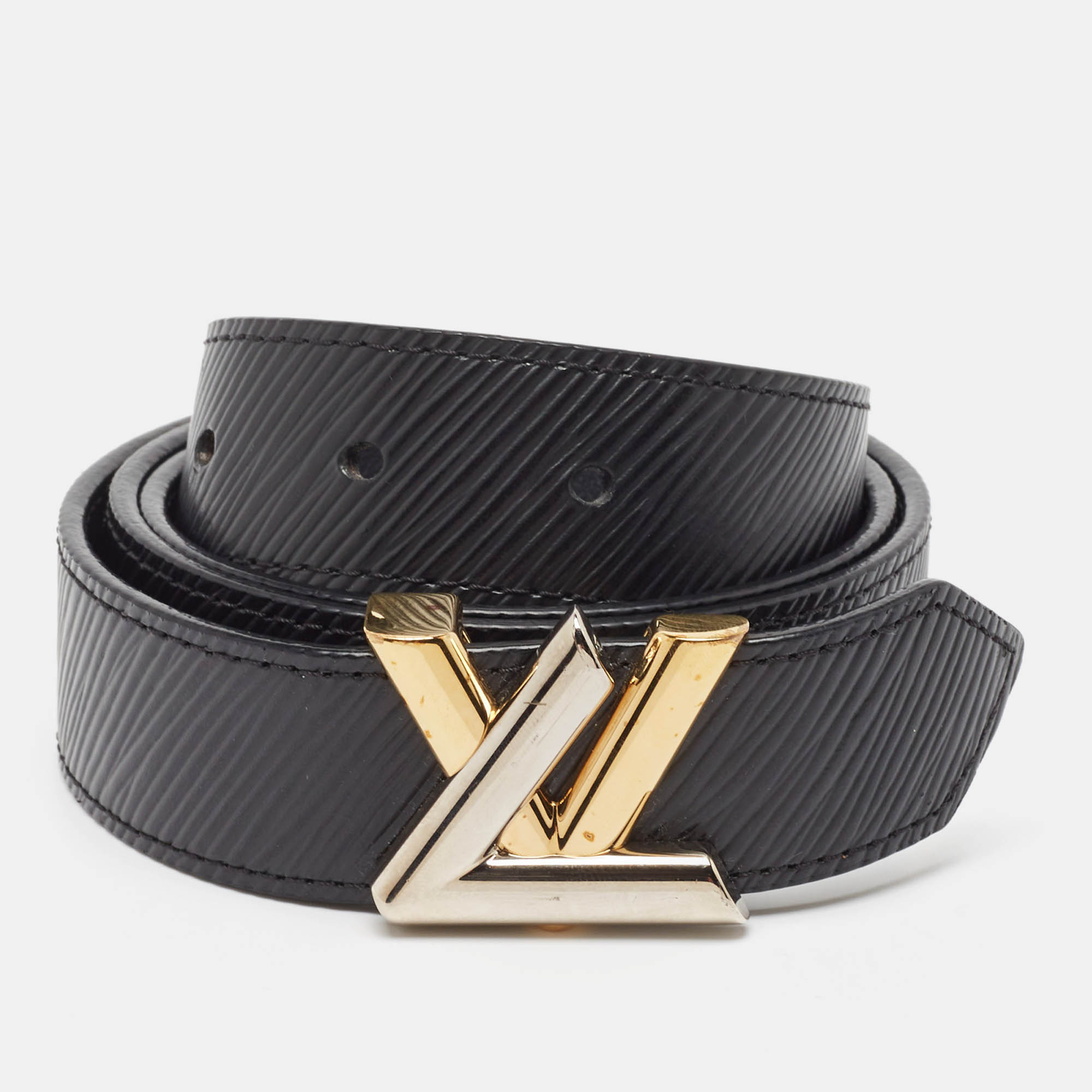 

Louis Vuitton Black Epi Leather LV Twist Belt