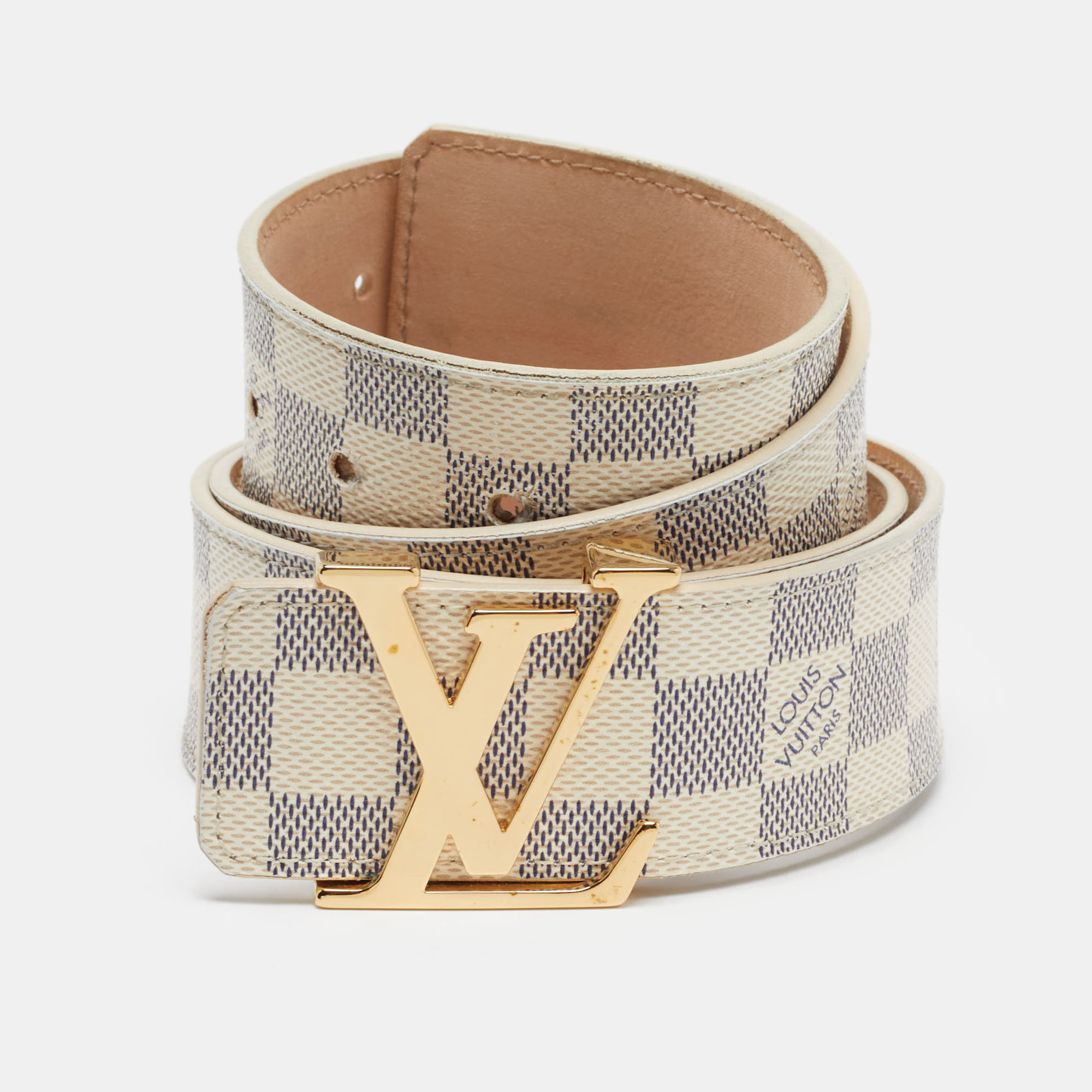 

Louis Vuitton Damier Azur Canvas LV Initiales Belt, White