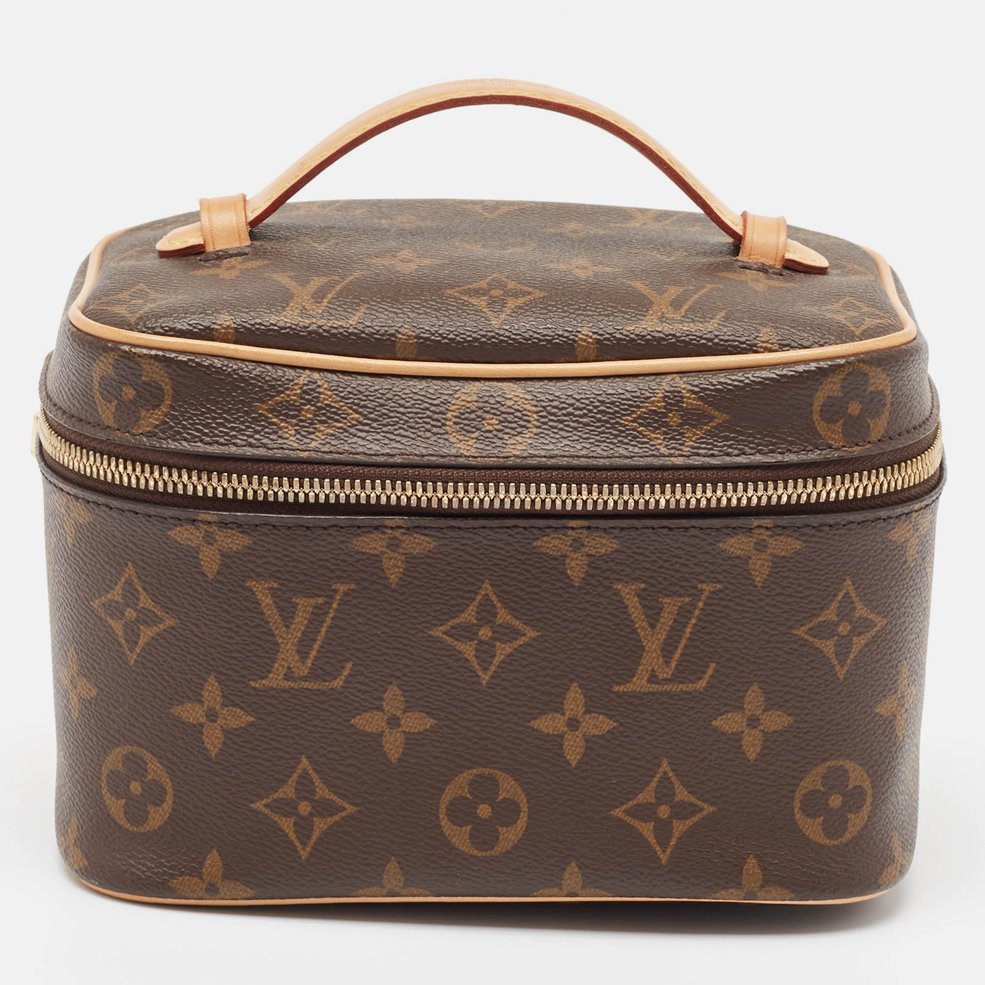 Pre-owned Louis Vuitton Monogram Canvas Nice Mini Vanity Case In Brown