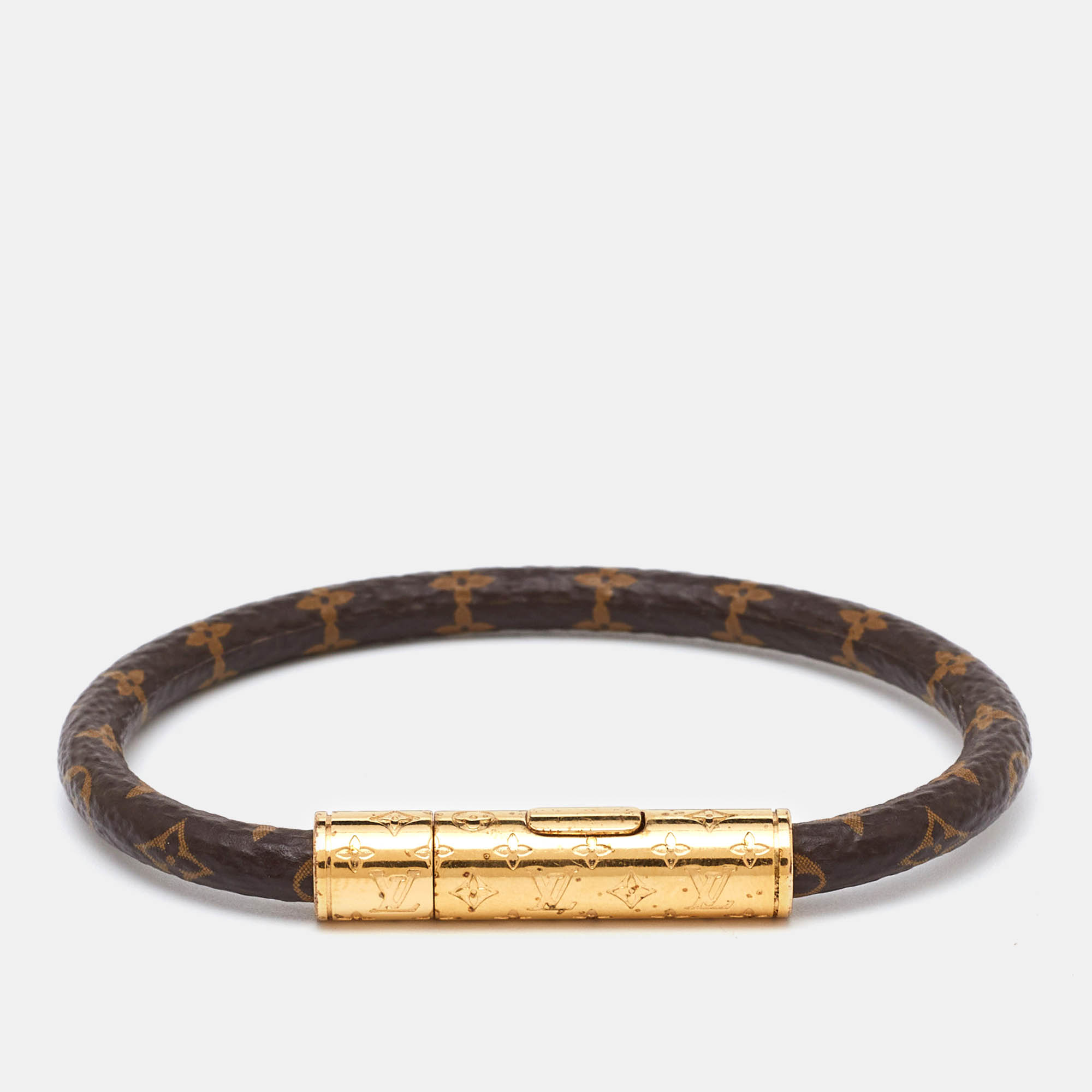 

Louis Vuitton LV Confidential Coated Canvas Gold Tone Bracelet