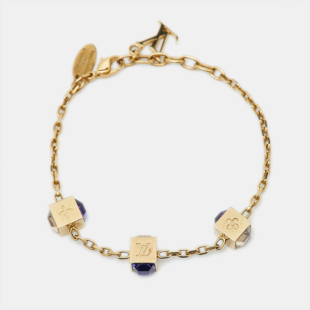 

Louis Vuitton Gamble Crystal Gold Tone Bracelet