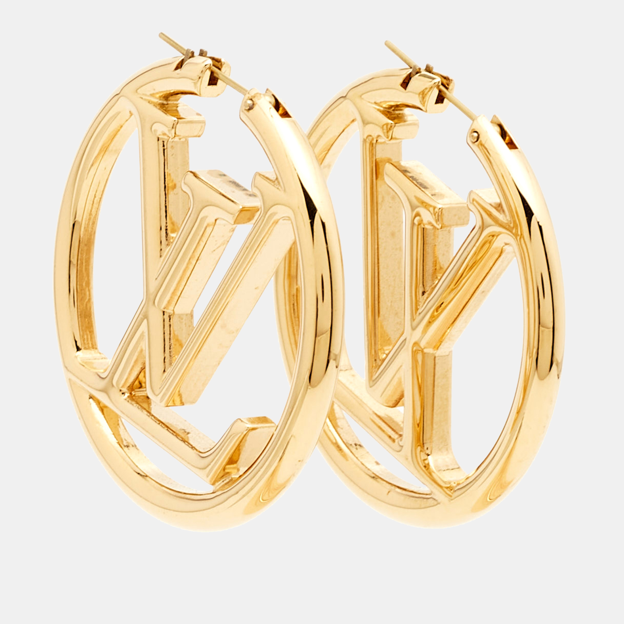 

Louis Vuitton Louise Hoop Gold Tone Earrings