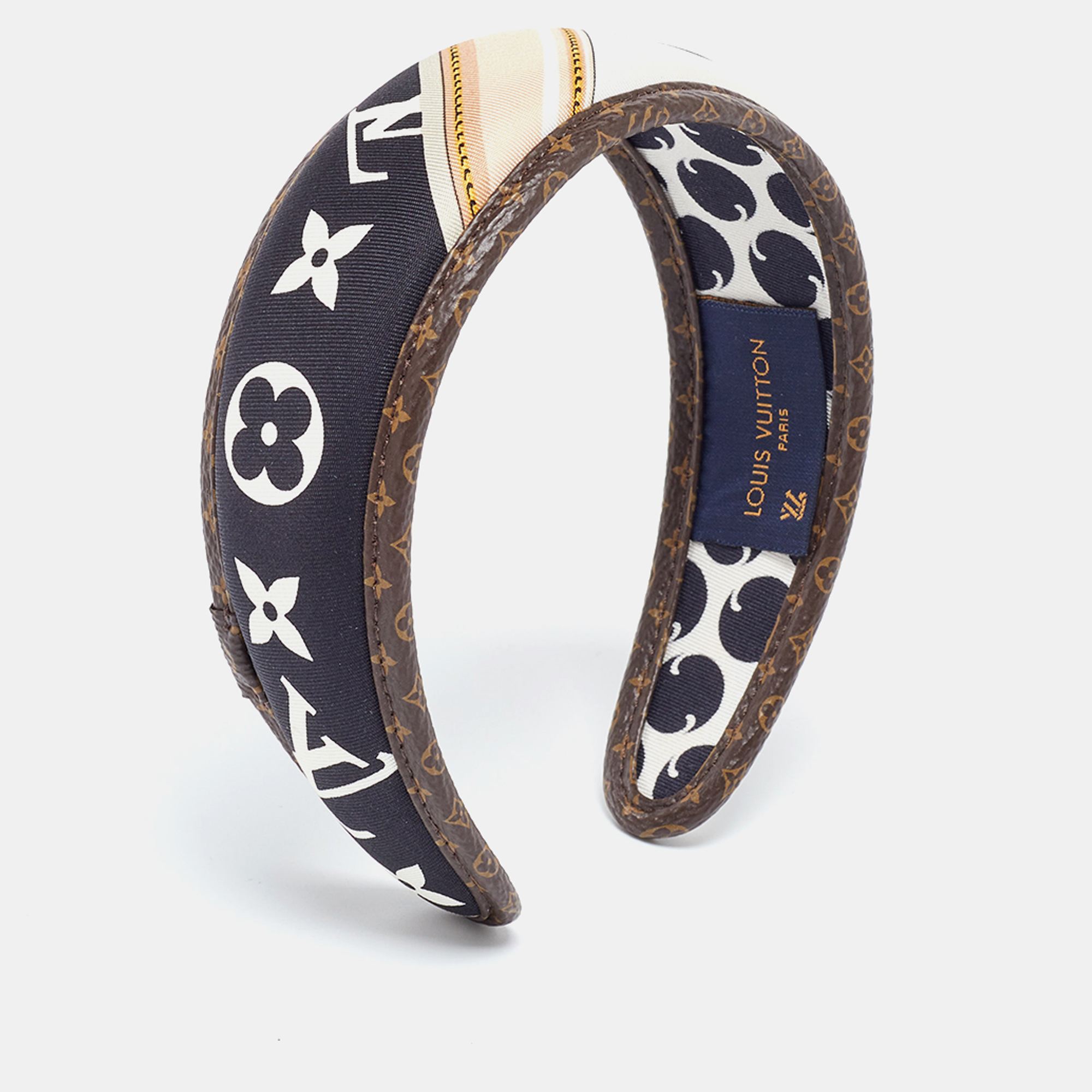 

Louis Vuitton Be Mindful Monogram Print Silk Headband, White