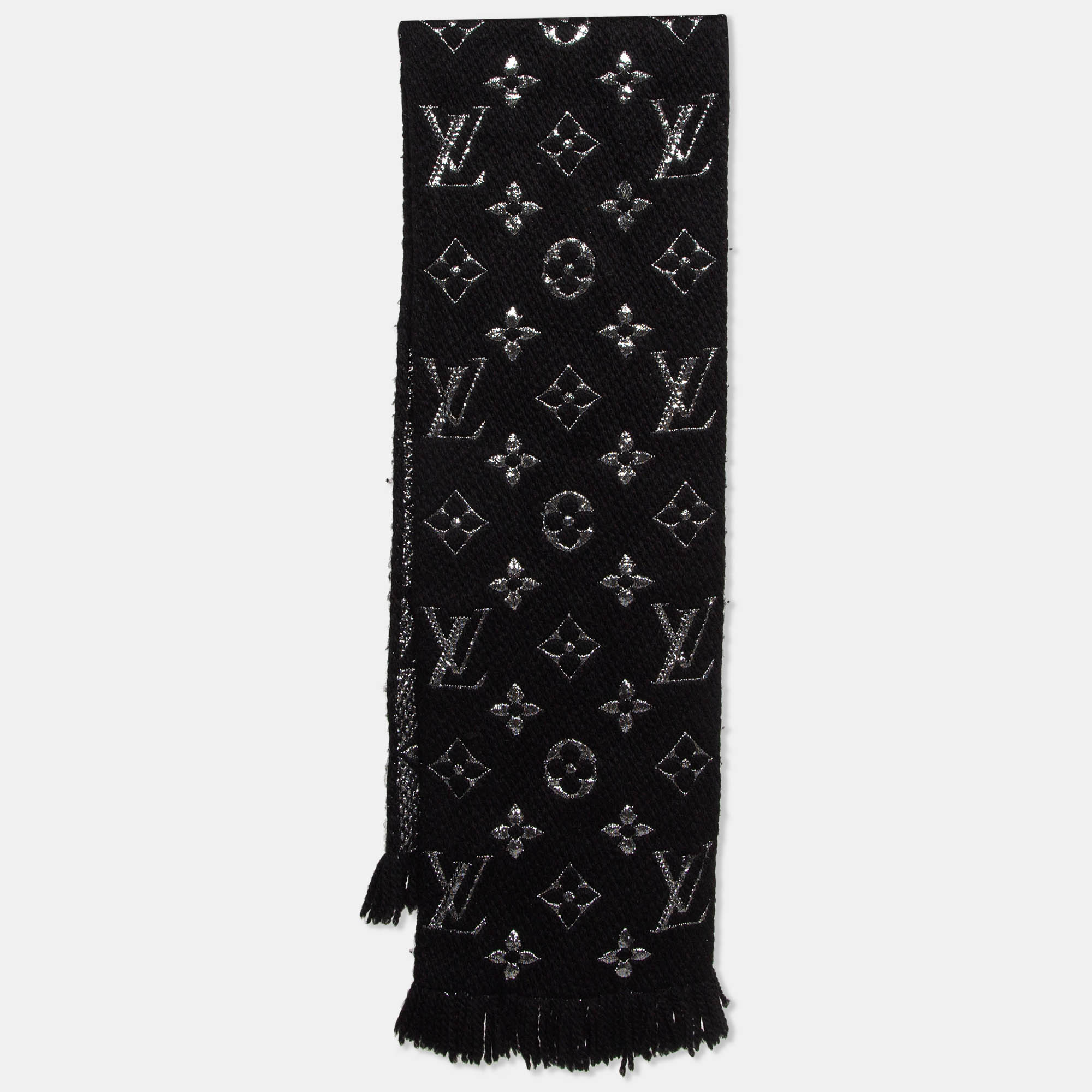 

Louis Vuitton Black Logomania Shine Wool Scarf