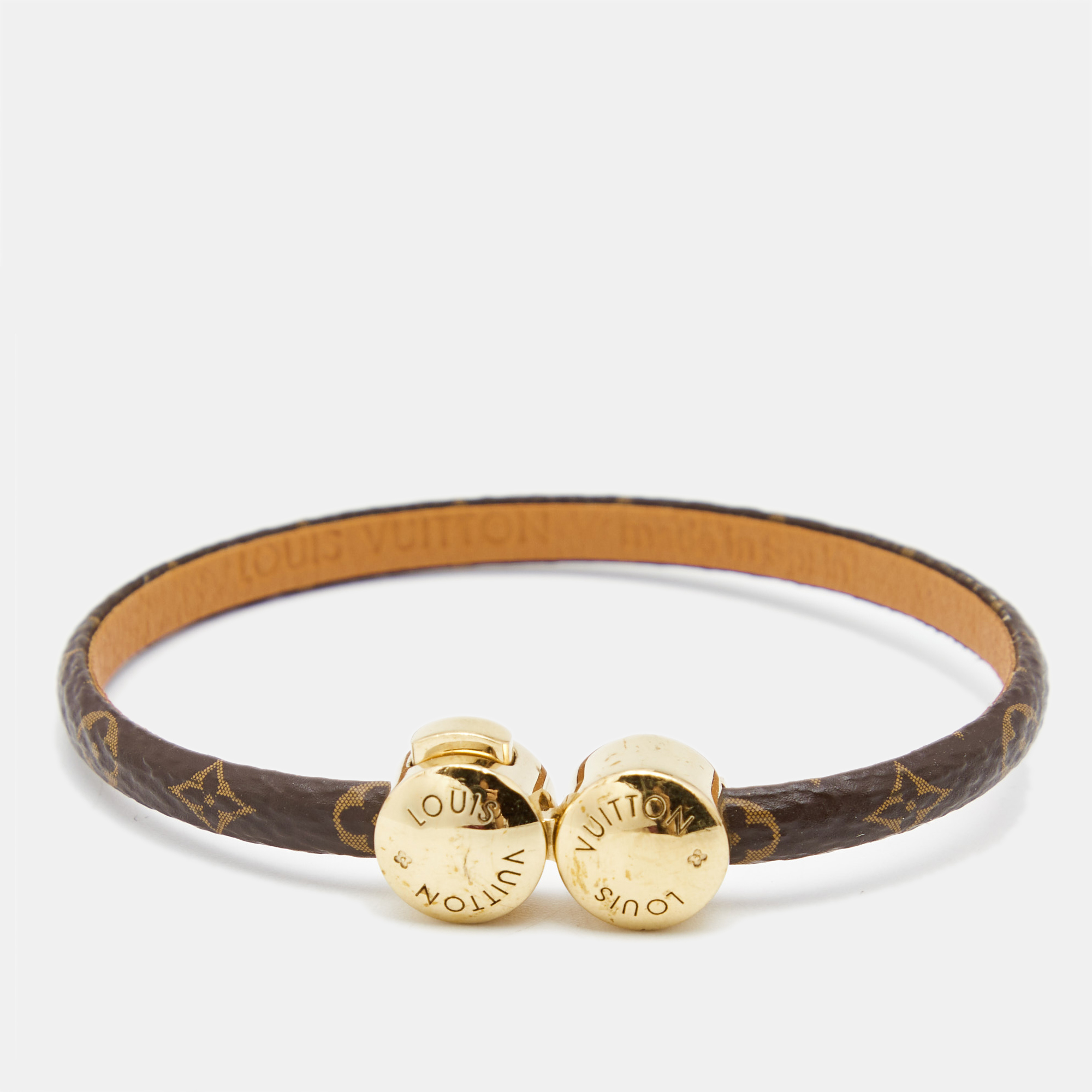 

Louis Vuitton Historic Mini Monogram Canvas Gold Tone Bracelet 17