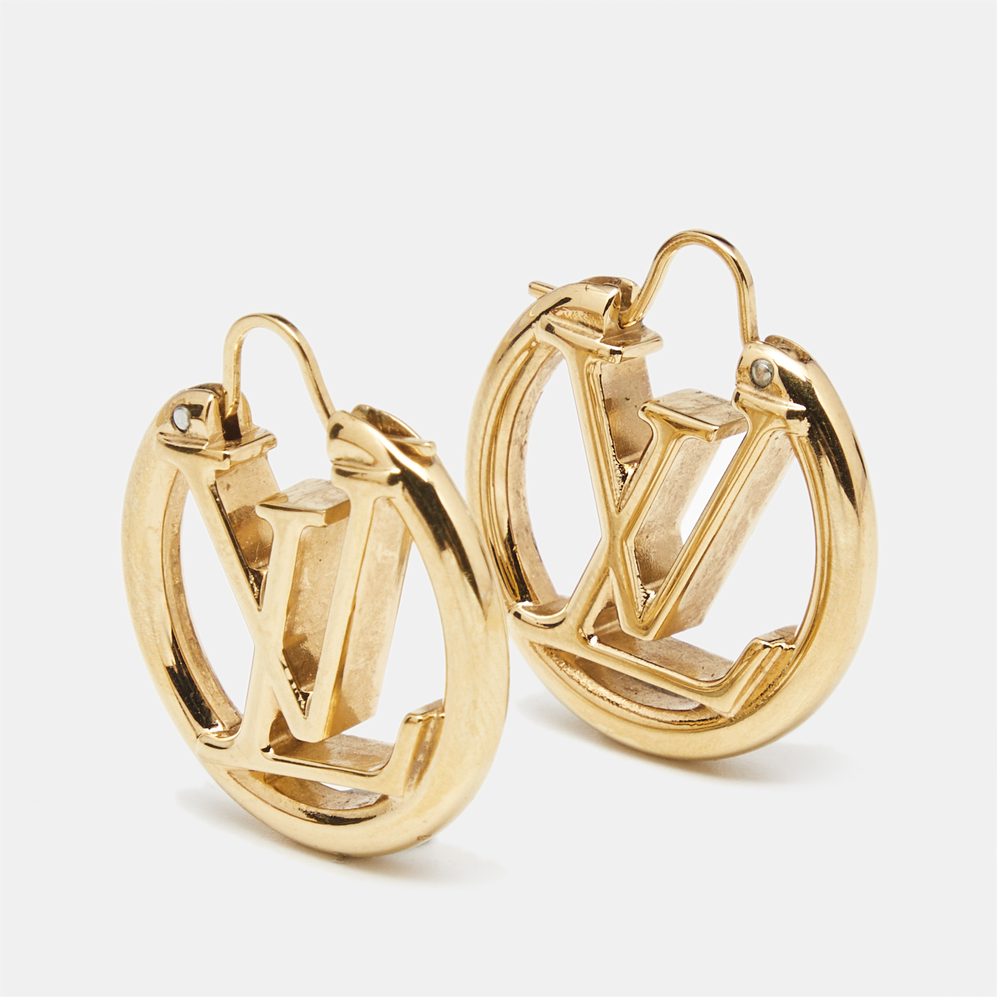 

Louis Vuitton Icon Louise Gold Tone Hoop Earrings