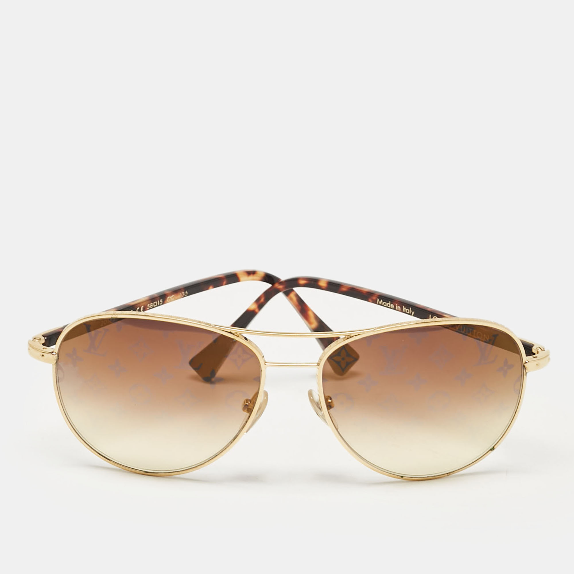 

Louis Vuitton Gold/Brown Gradient Z0164U Conspiration Pilote Aviator Sunglasses