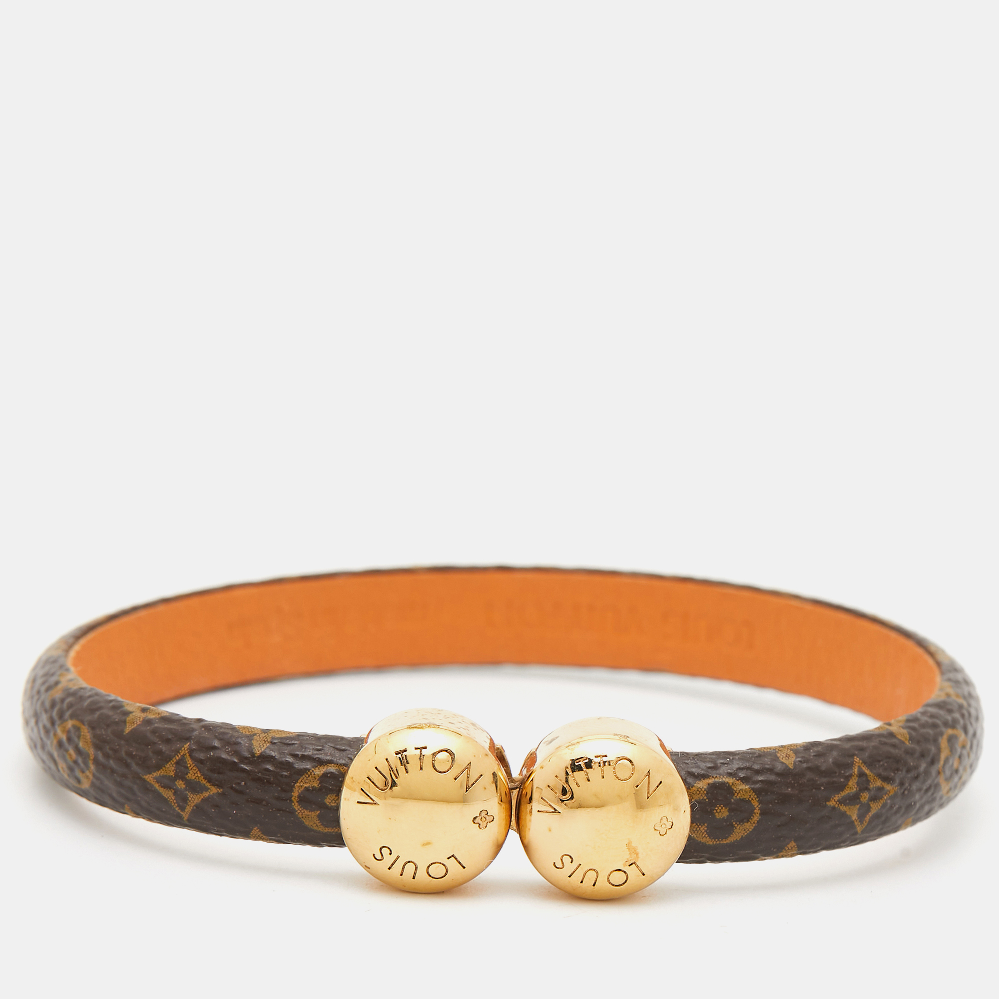 

Louis Vuitton Monogram Brown Leather Gold Tone Bracelet