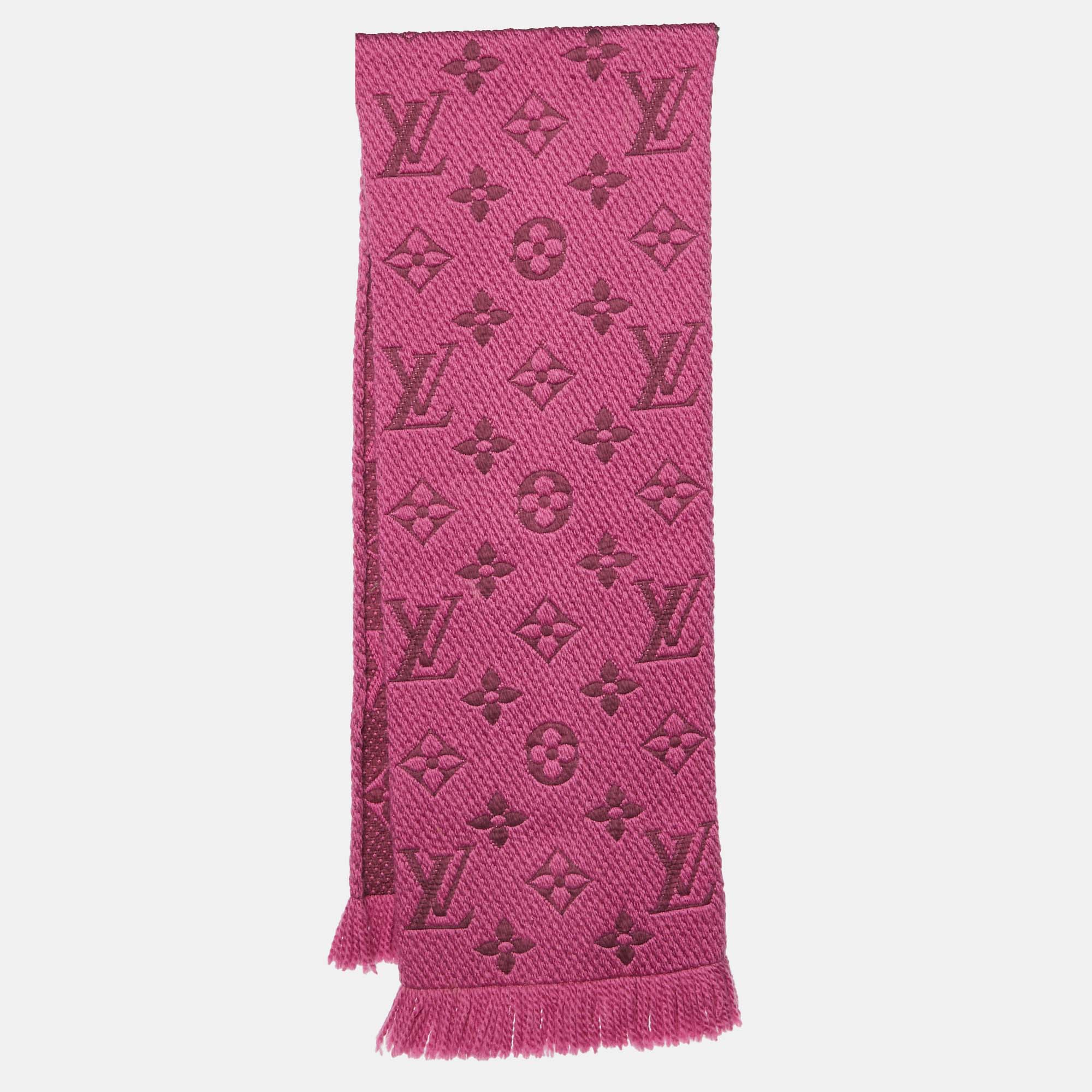 

Louis Vuitton Pink Logomania Wool & Silk Scarf