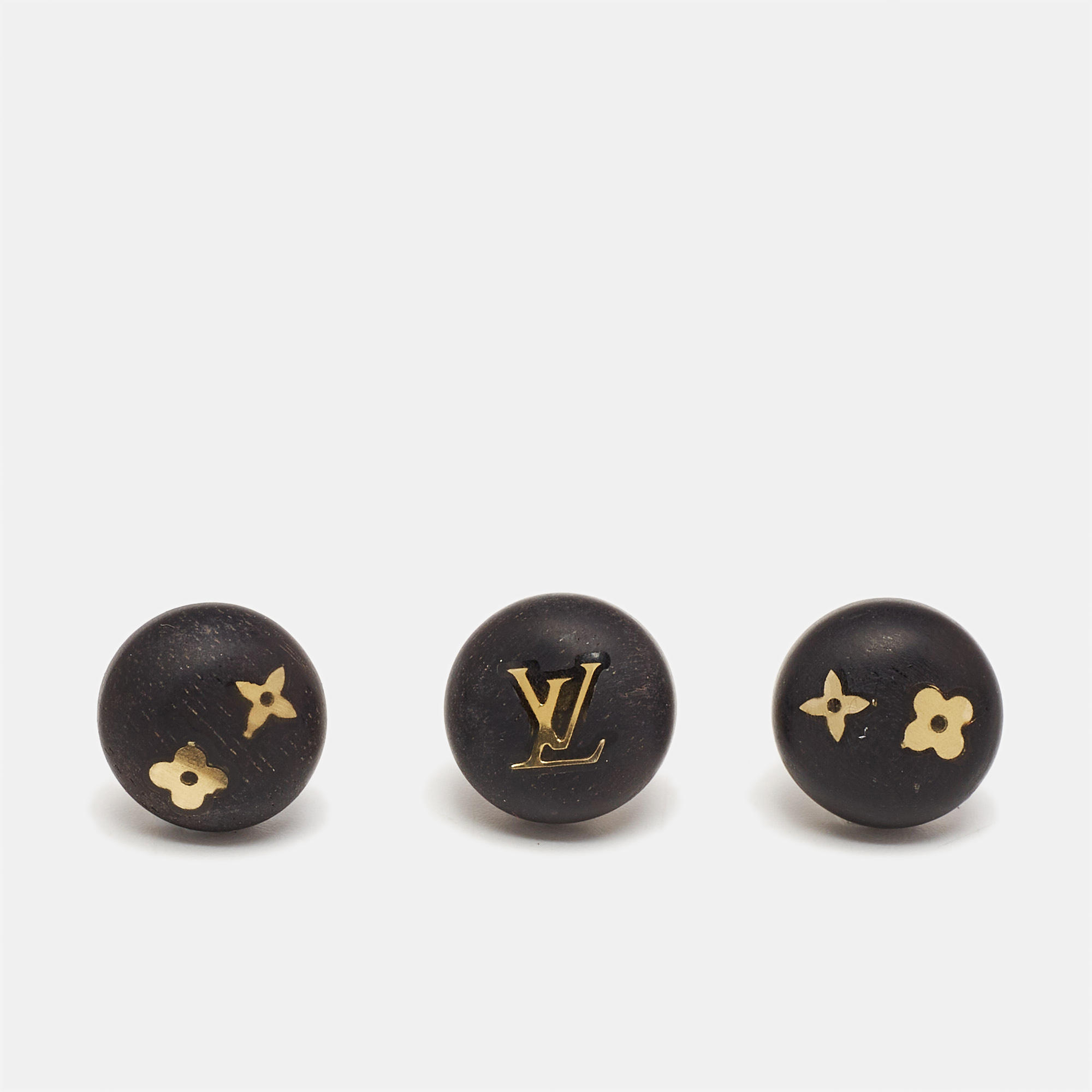 

Louis Vuitton Silvania Tigerwood Monogram Set of 3 Stud Earrings, Brown