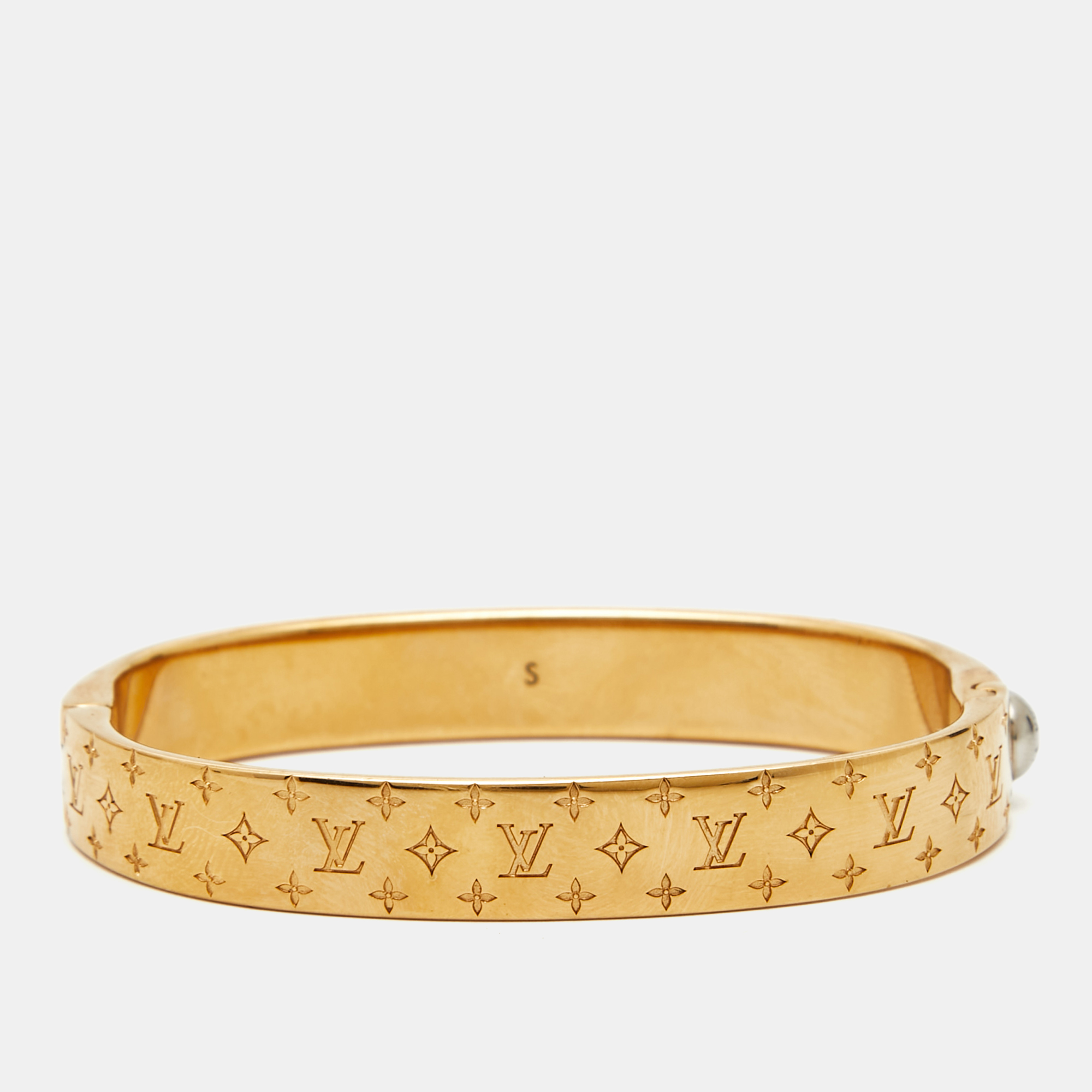 

Louis Vuitton Nanogram Gold Tone Metal Cuff Bracelet