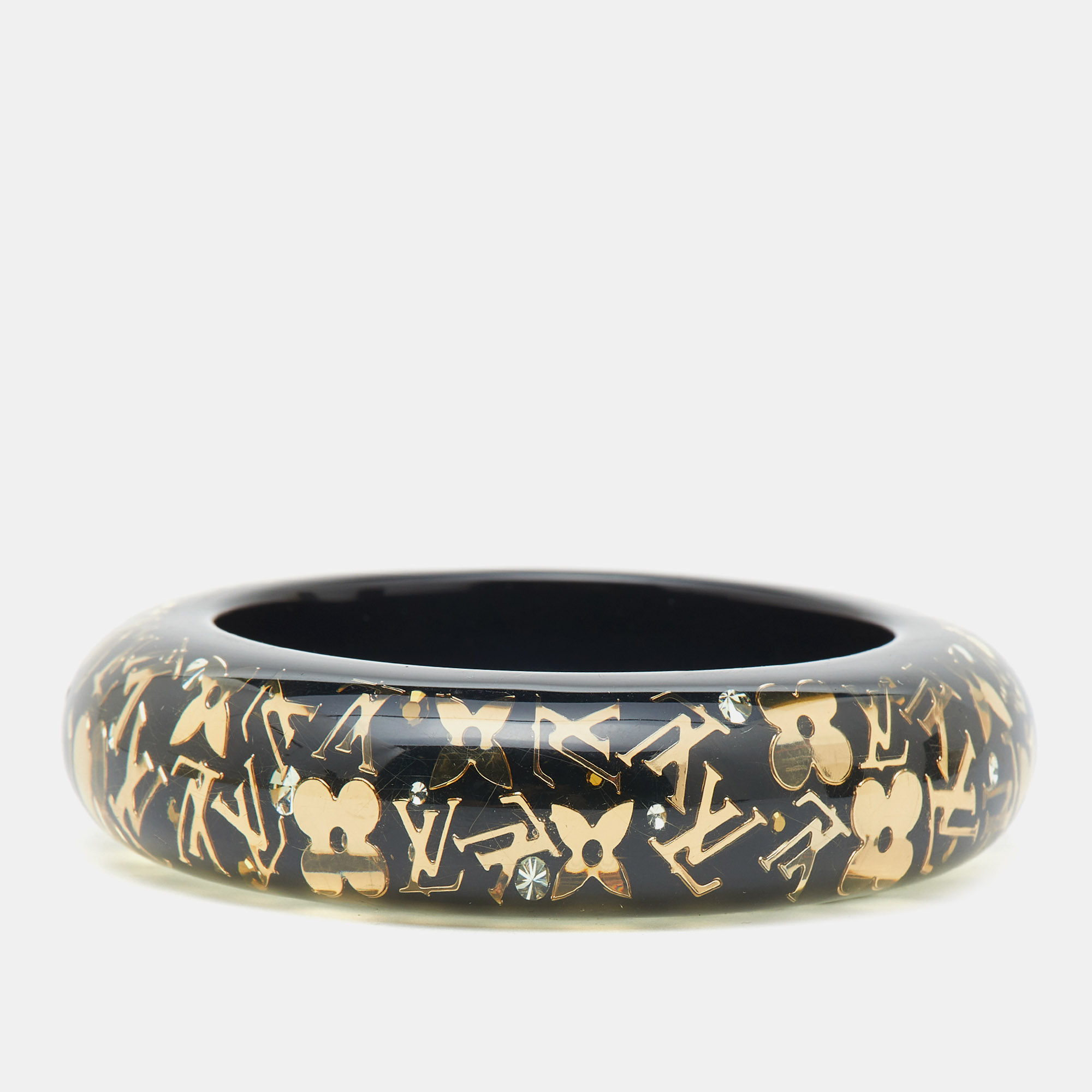 

Louis Vuitton Black LV Inclusion Resin Gold Tone Bracelet