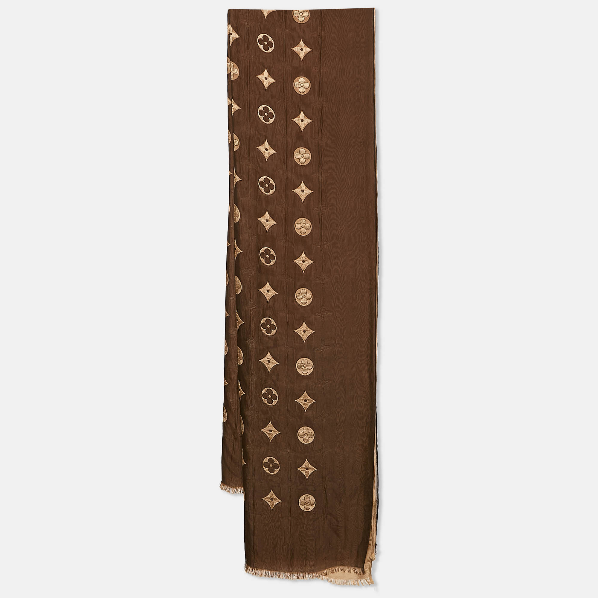 

Louis Vuitton Brown Monogram Silk Layered Scarf