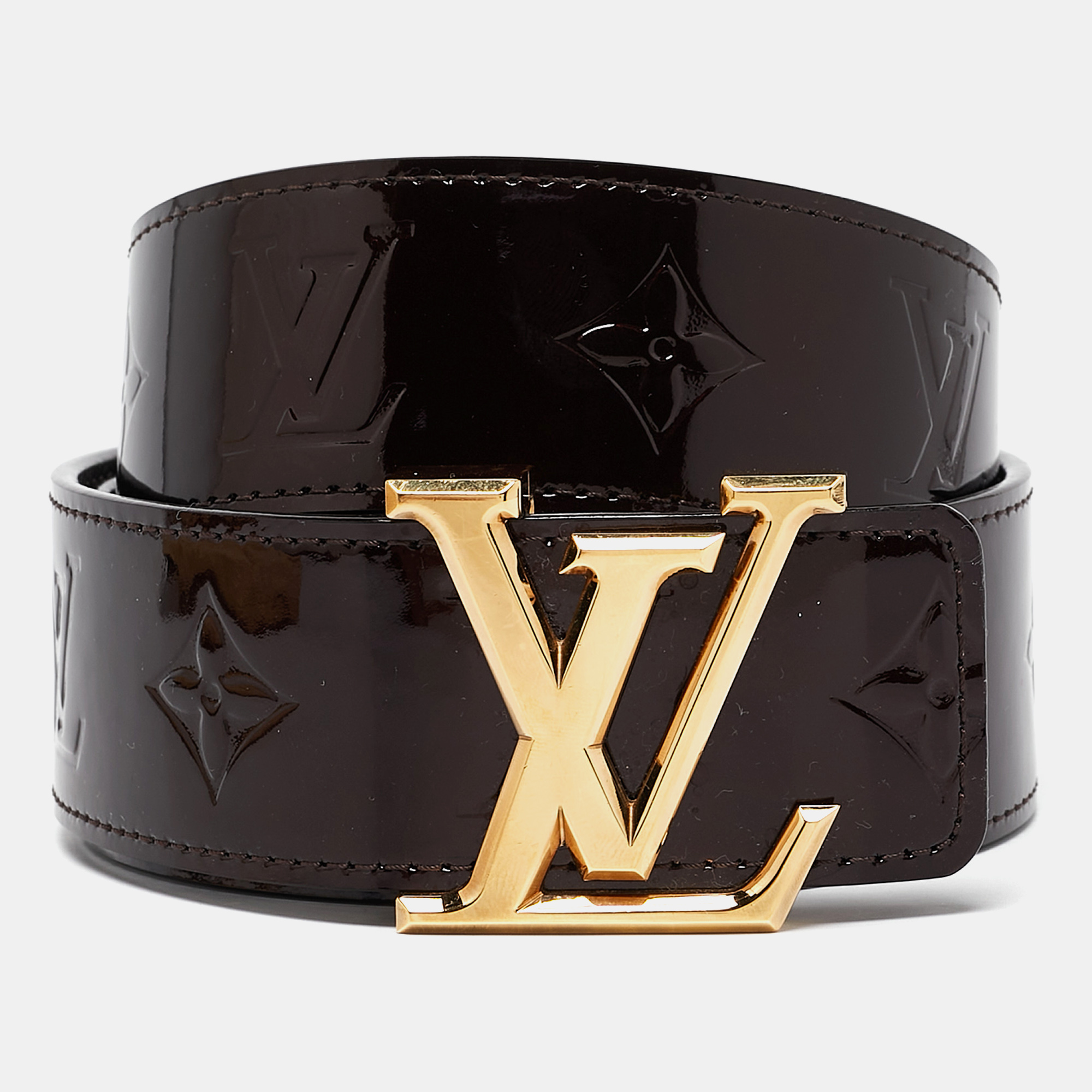 

Louis Vuitton Amarante Monogram Vernis LV Initiales Belt 90CM, Burgundy