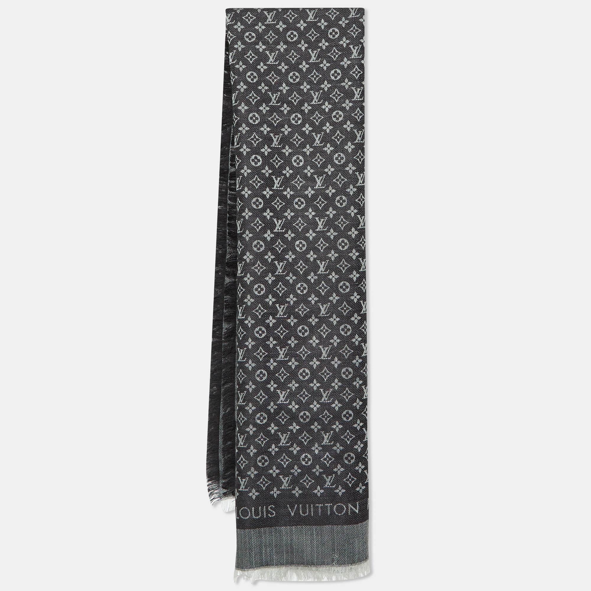 

Louis Vuitton Black Monogram Silk & Wool Petit Louis Shawl