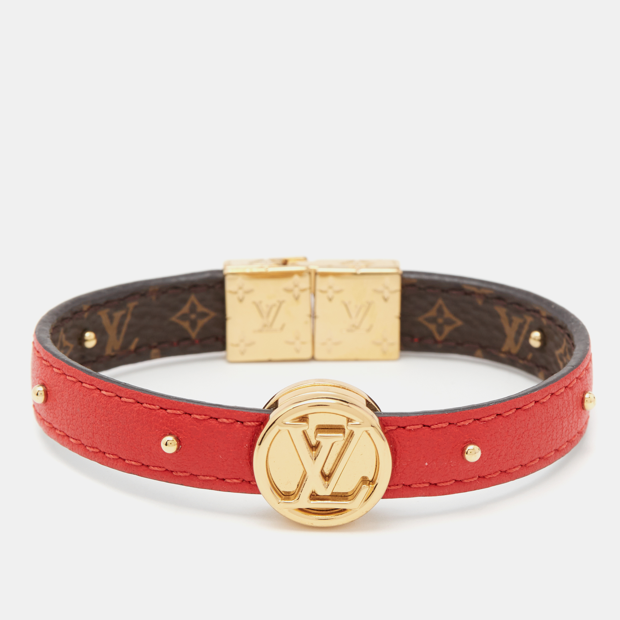 

Louis Vuitton LV Monogram Circle Gold Tone Reversible Bracelet