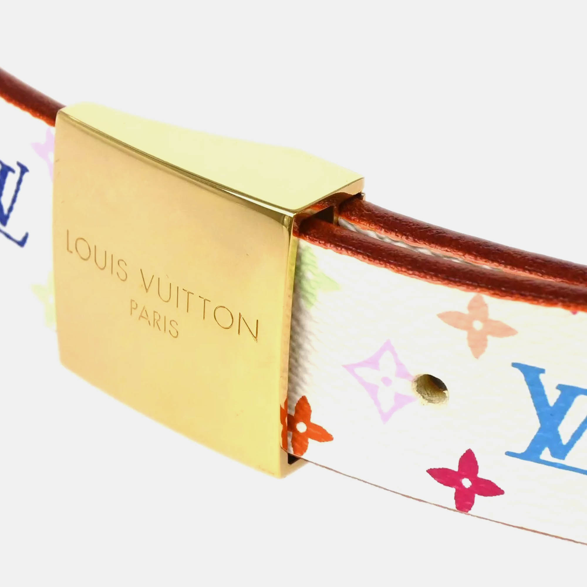 Louis Vuitton White Multicolor Canvas Belt 