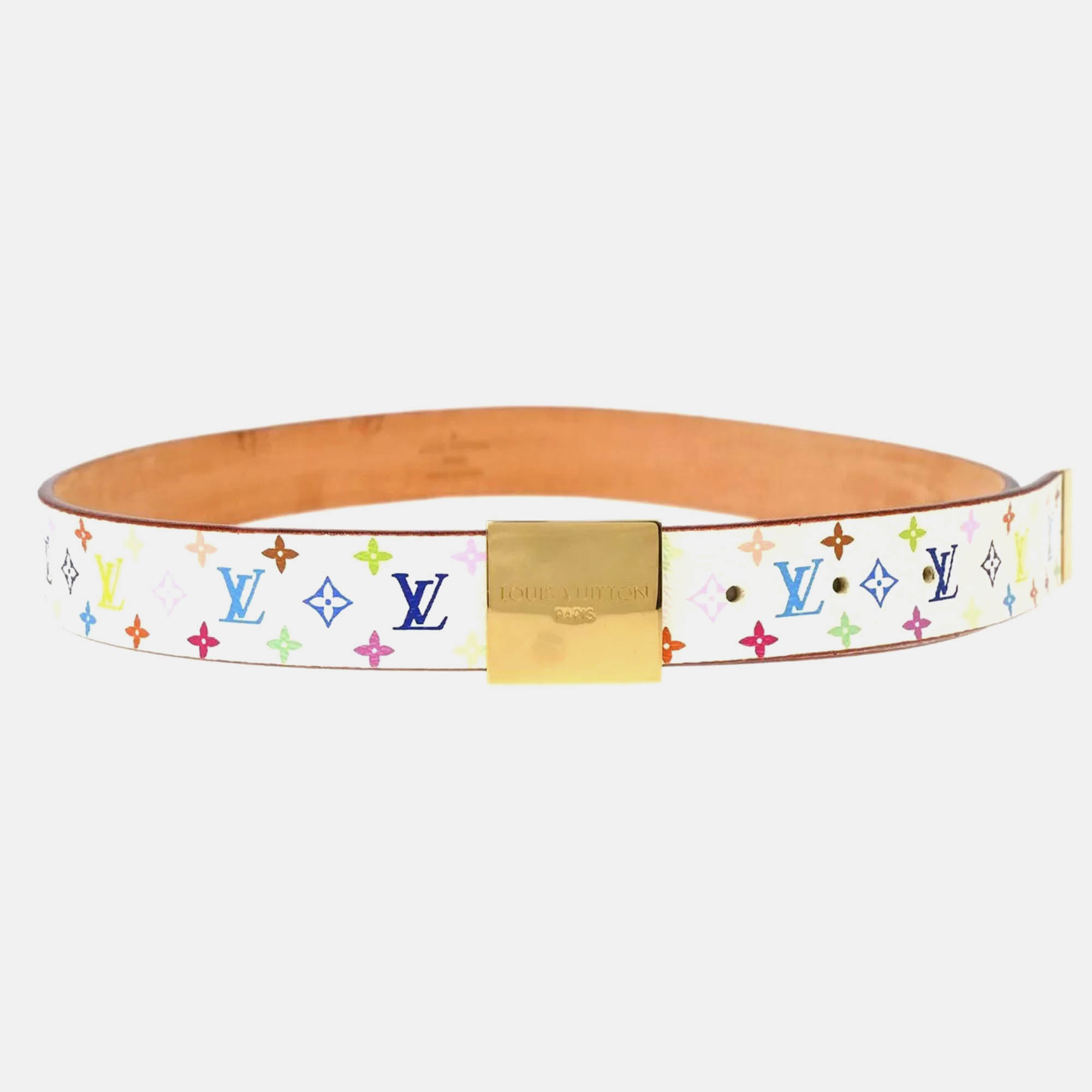 Louis Vuitton White Multicolor Canvas Belt 