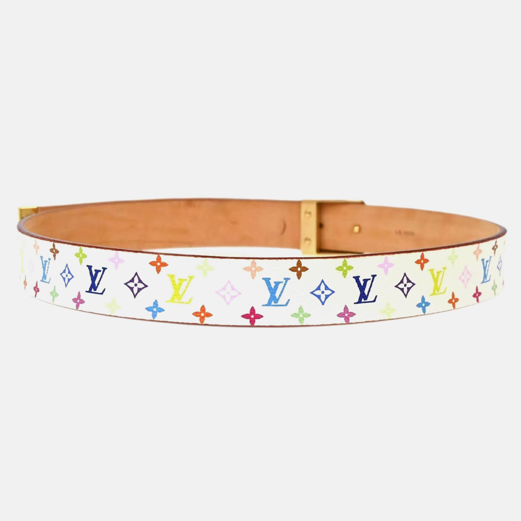 Louis Vuitton White Multicolor Canvas Belt 