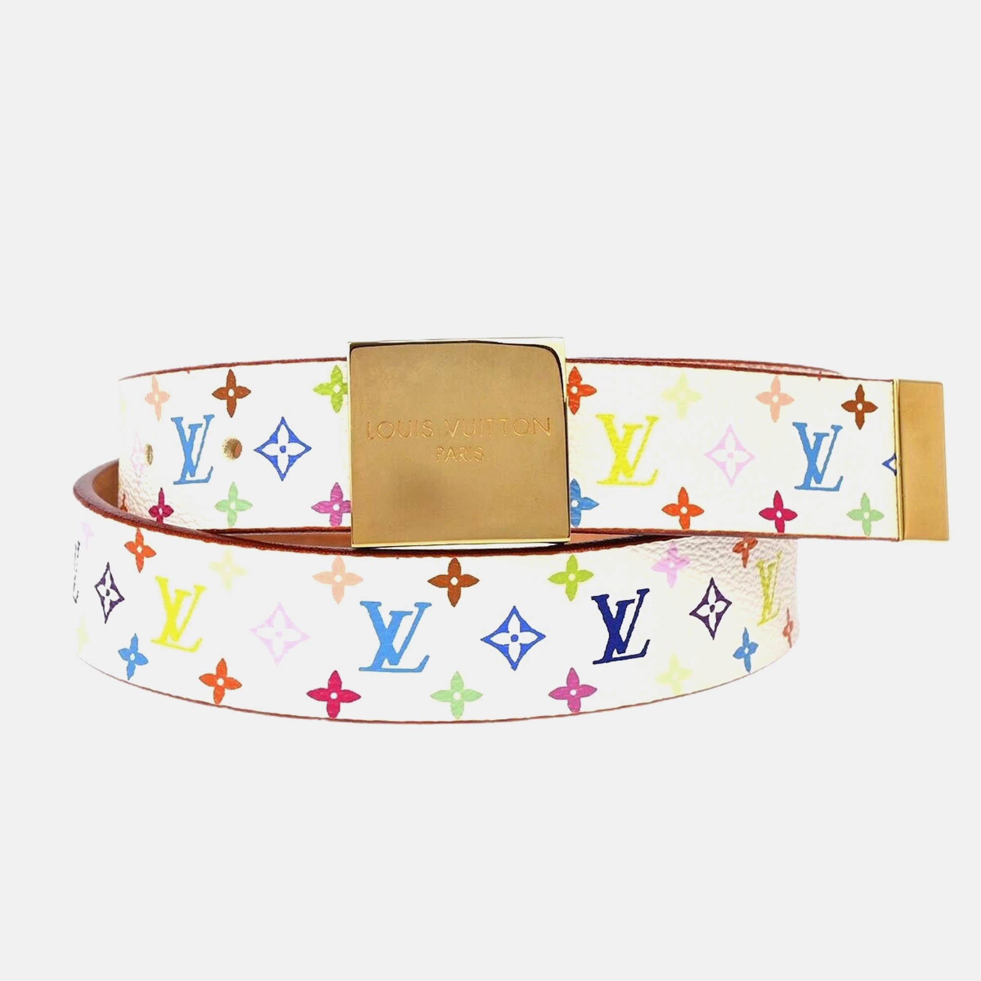 

Louis Vuitton White Multicolor Canvas Belt
