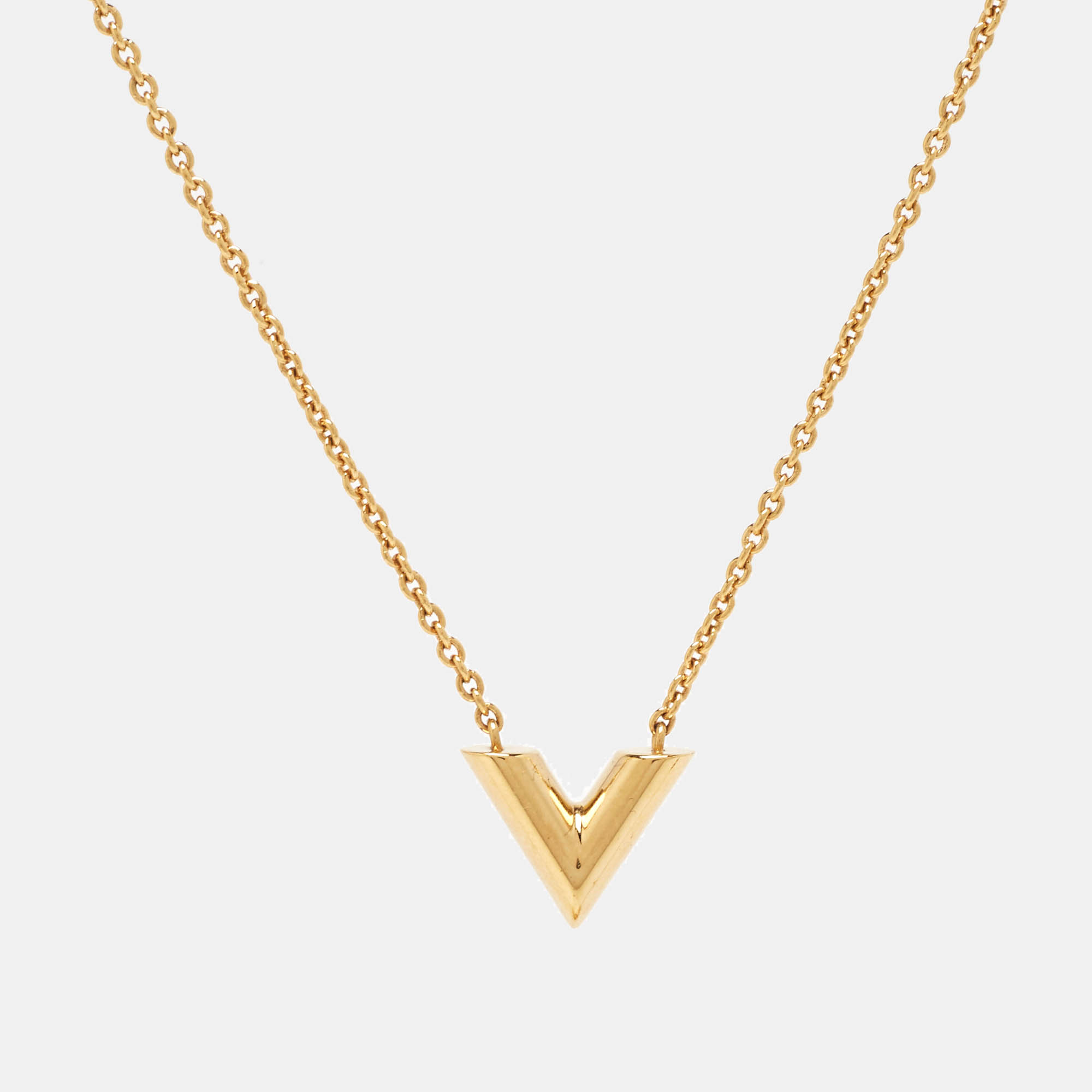 

Louis Vuitton Essential V Gold Tone Necklace