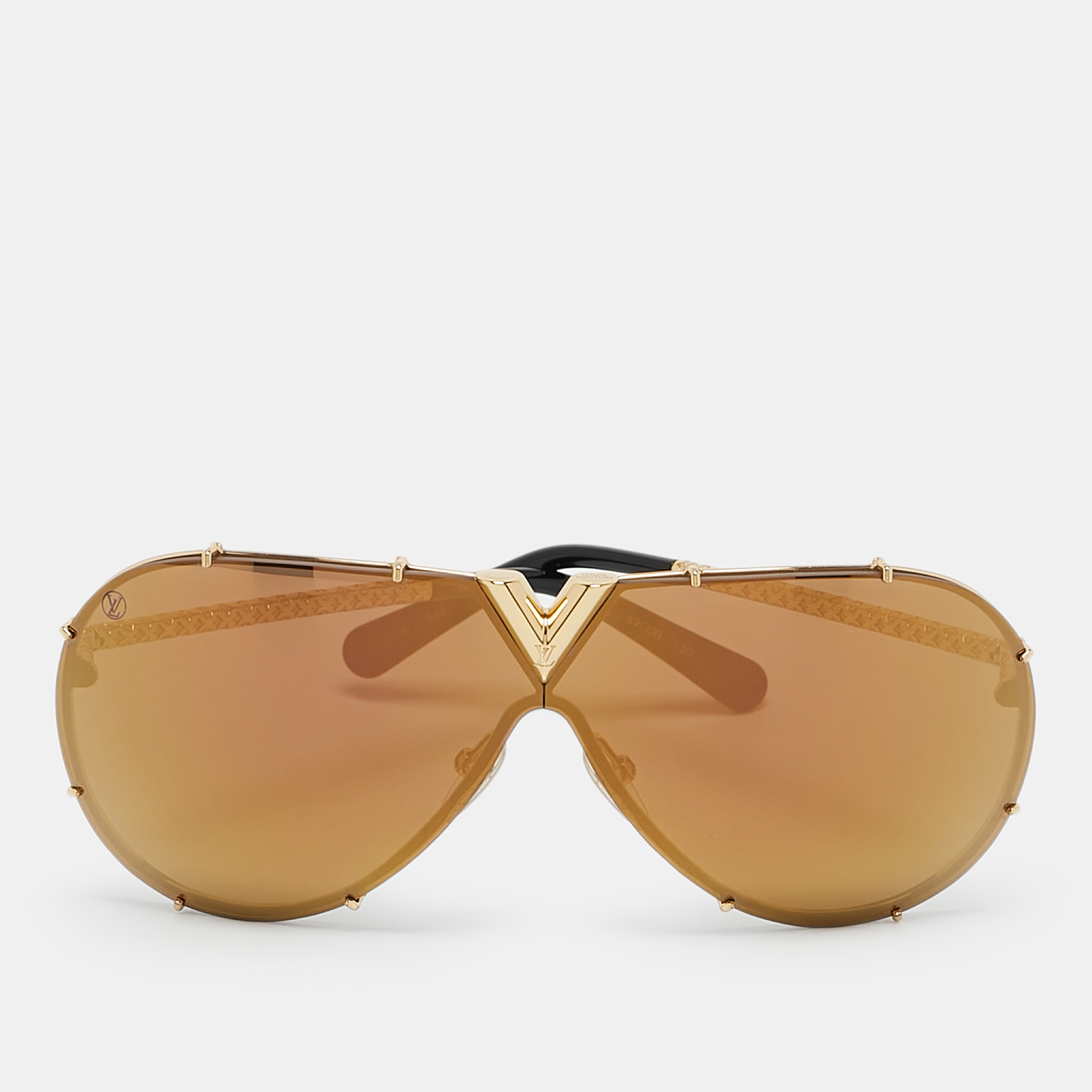 

Louis Vuitton Gold Nano Monogram Mirrored Z0896W Drive Sunglasses