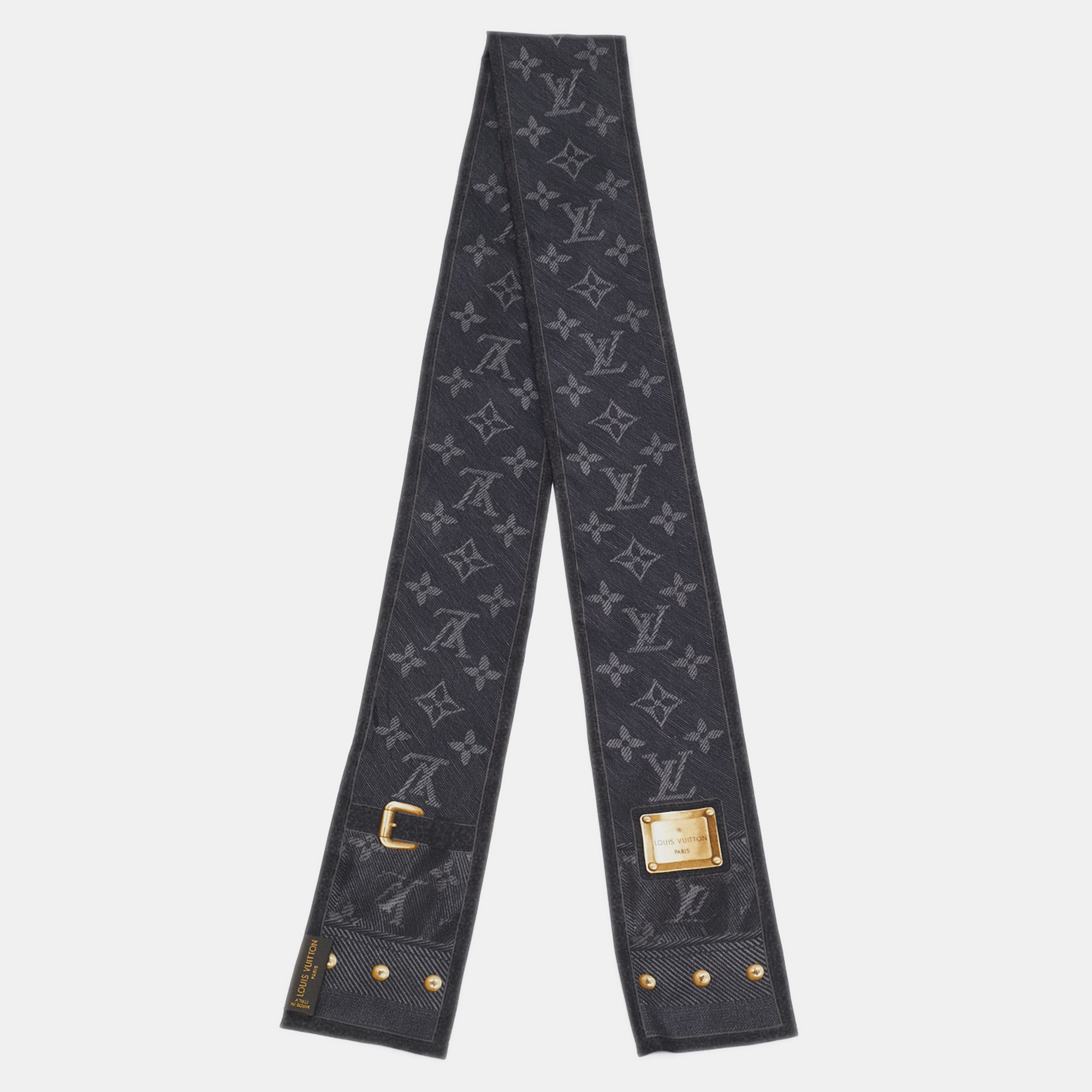 

Louis Vuitton Grey Silk Monogram Denim Print Bandeau, Black