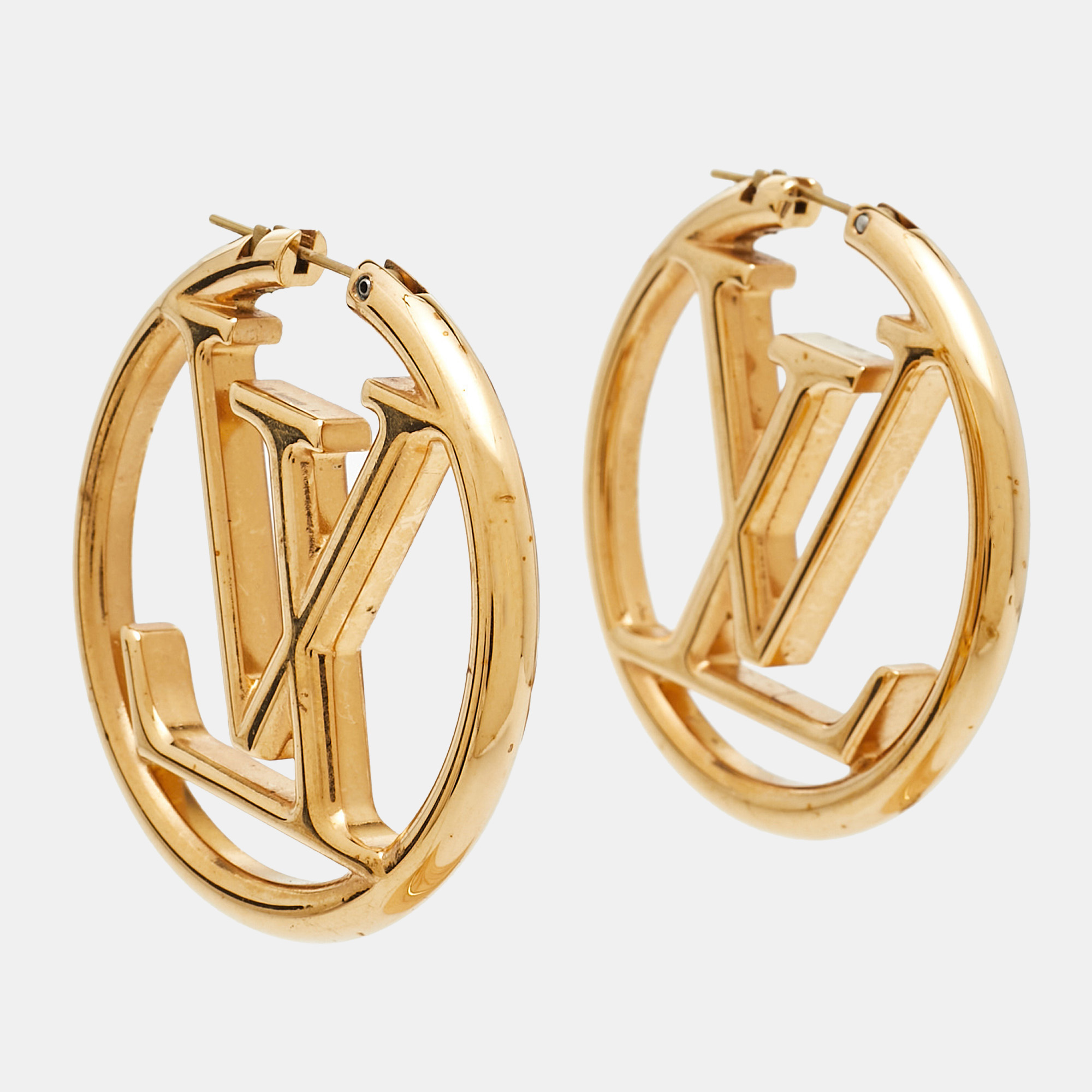 

Louis Vuitton Louise GM Gold Tone Hoop Earrings