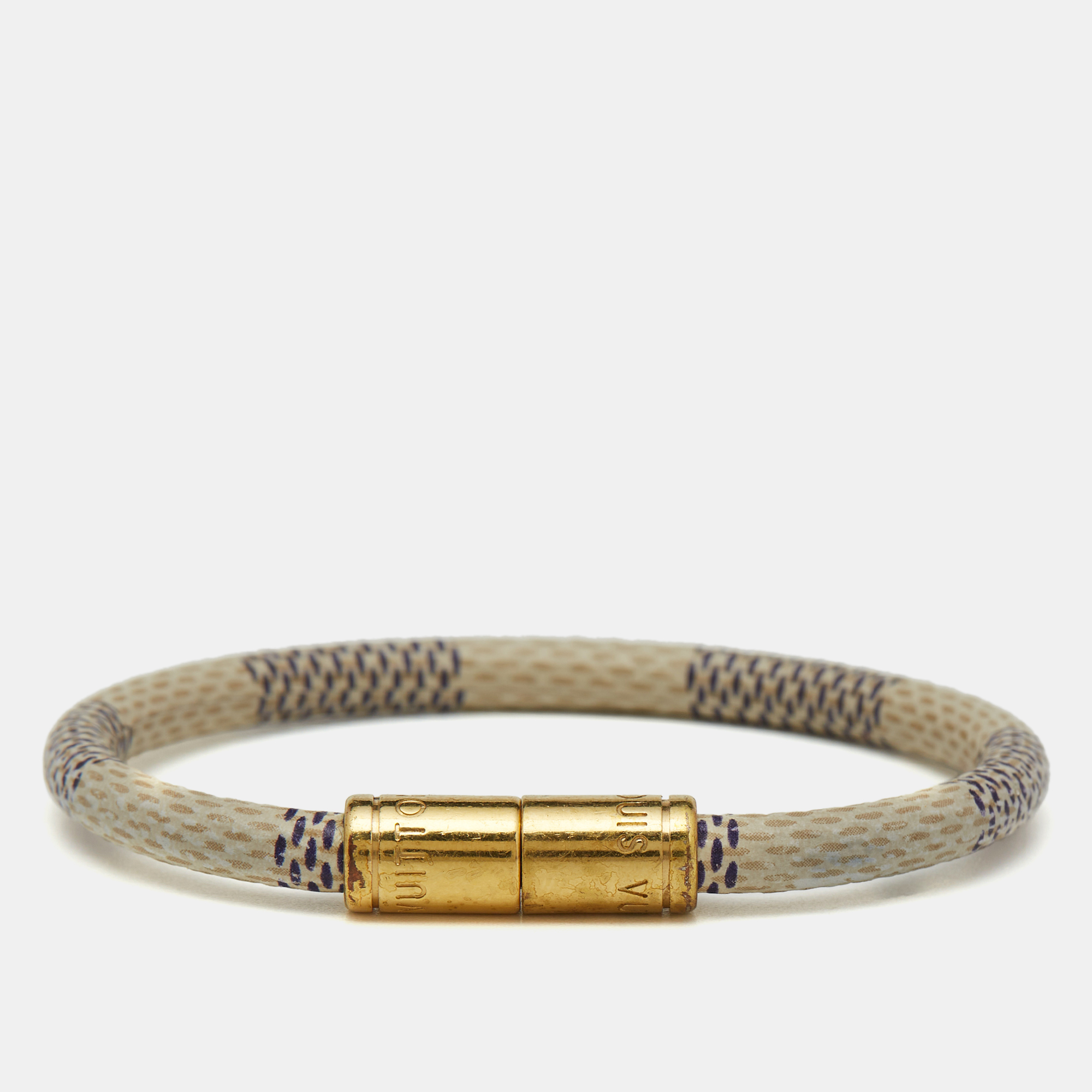 

Louis Vuitton Keep It Grey Canvas Gold Tone Bracelet