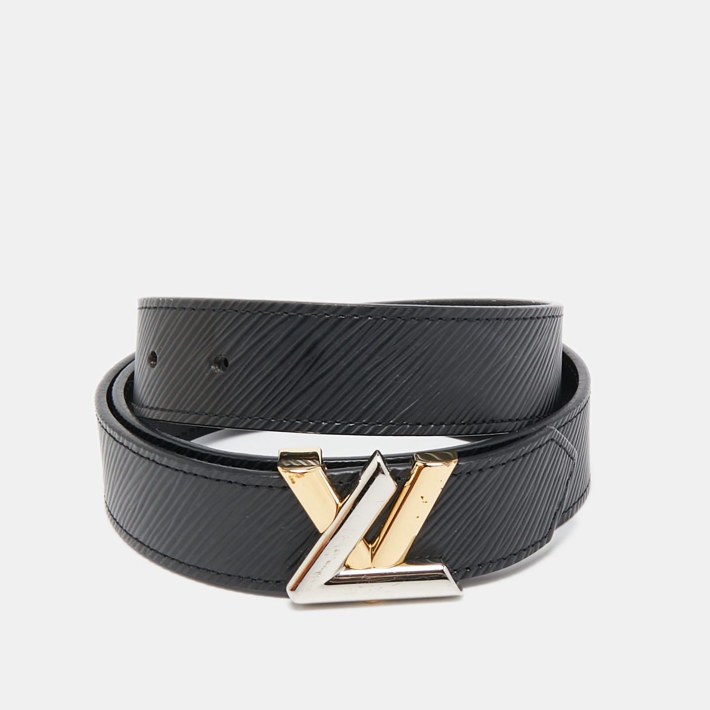 

Louis Vuitton Black Epi Leather LV Twist Belt