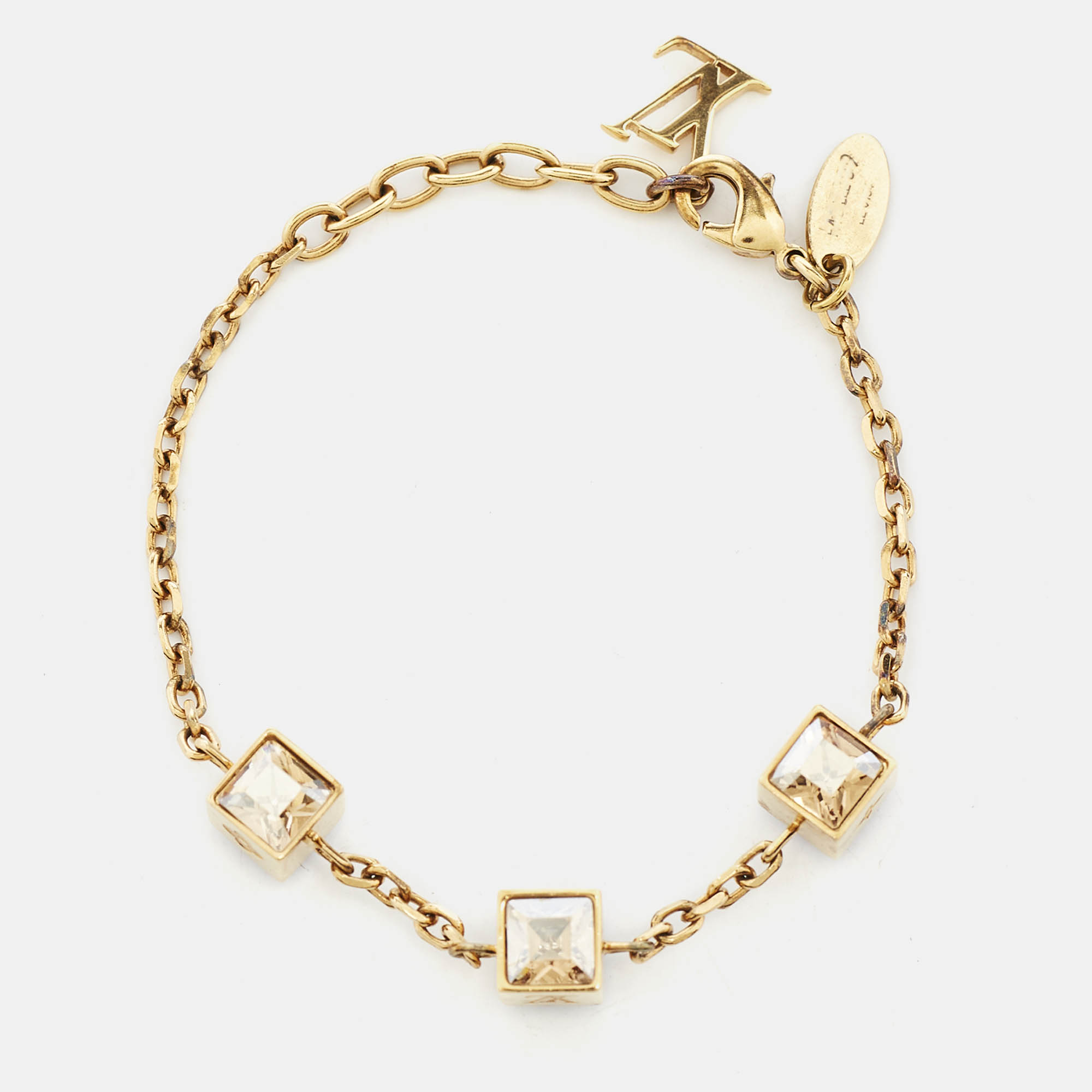 Louis Vuitton Gamble Crystal Gold Tone Bracelet 