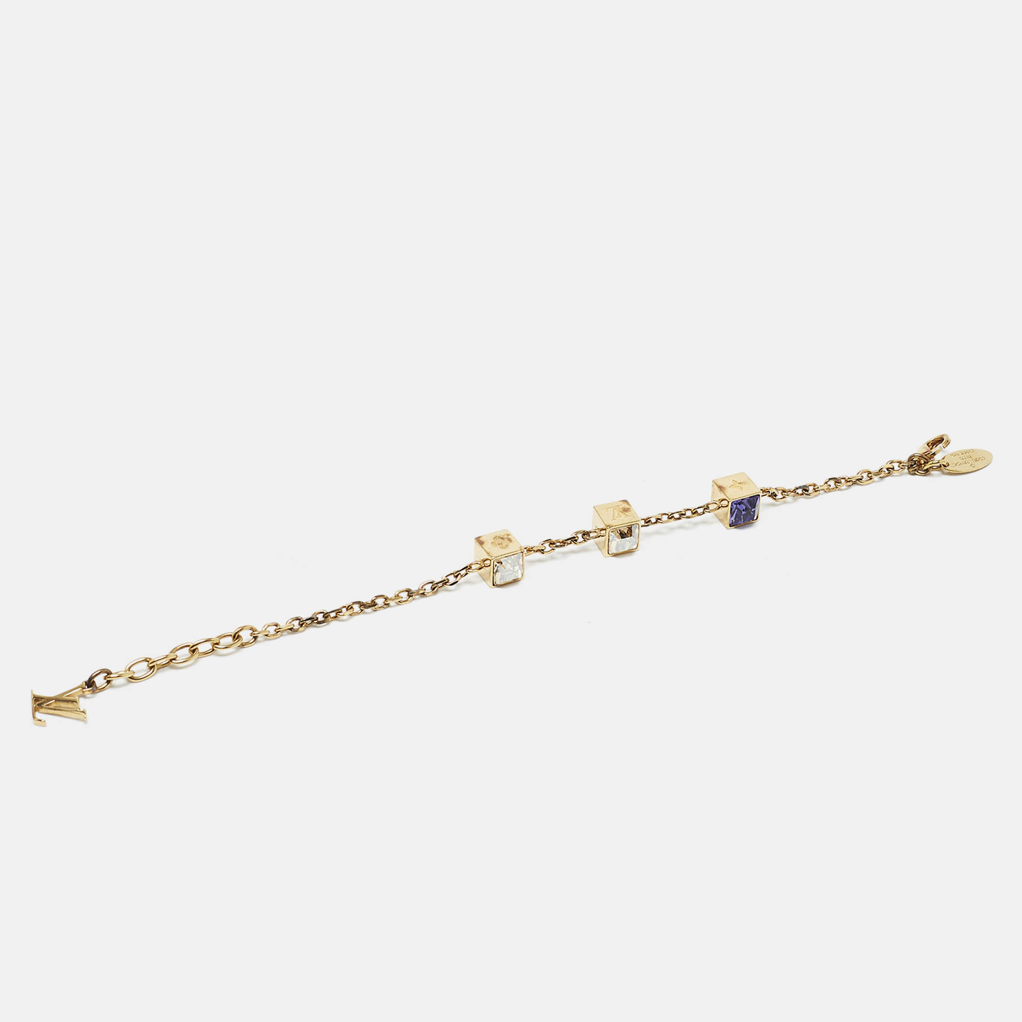Louis Vuitton Gamble Crystal Gold Tone Bracelet 
