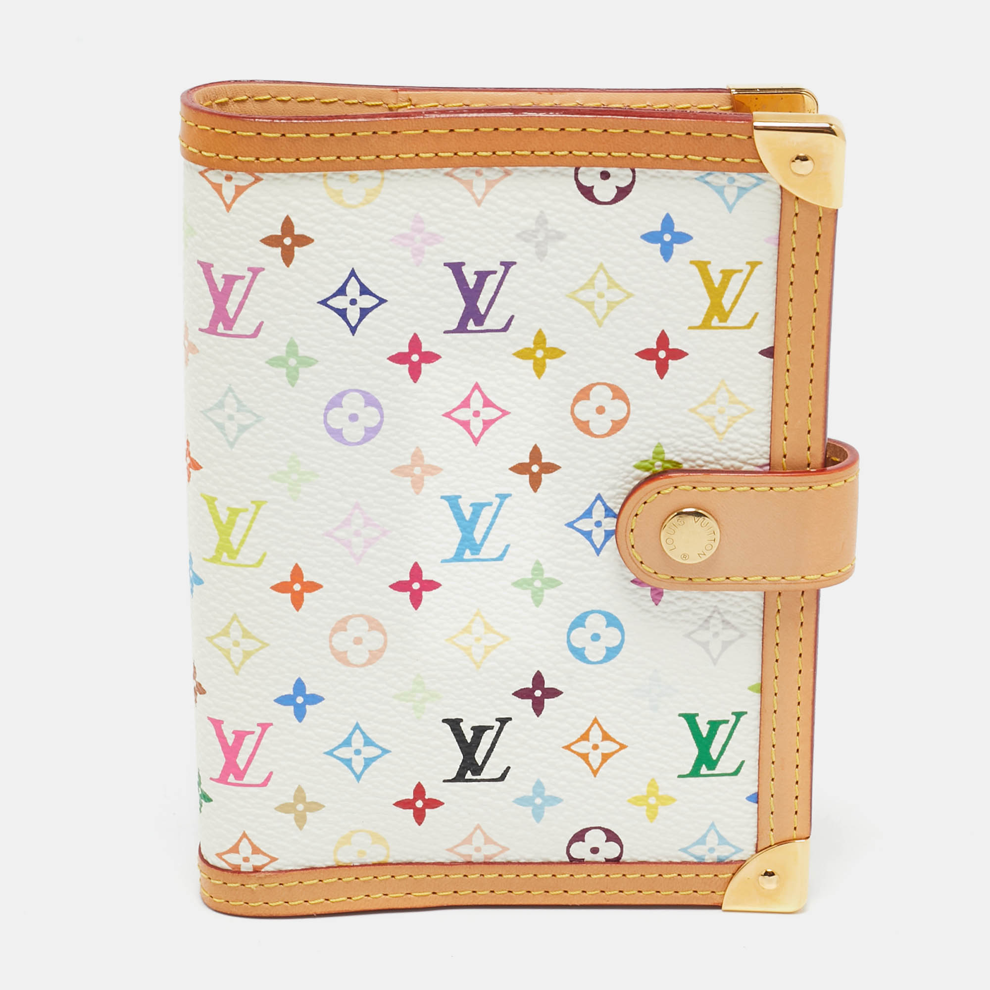 

Louis Vuitton White Monogram Multicolor Canvas Small Agenda Ring Cover