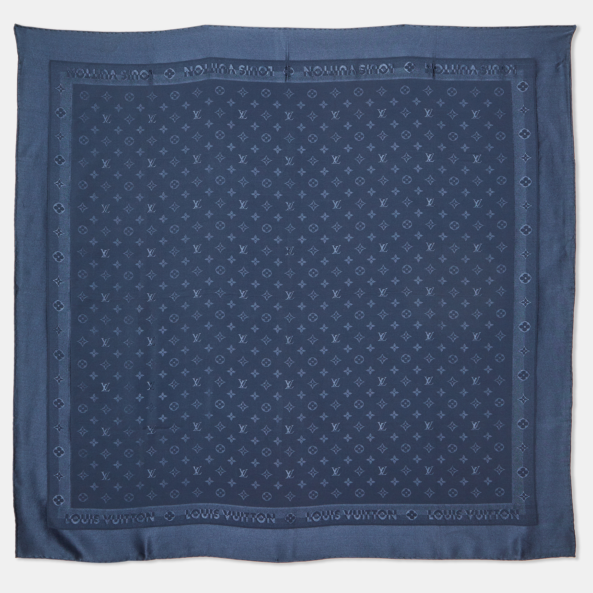 

Louis Vuitton Blue Silk LV Monogram Scarf