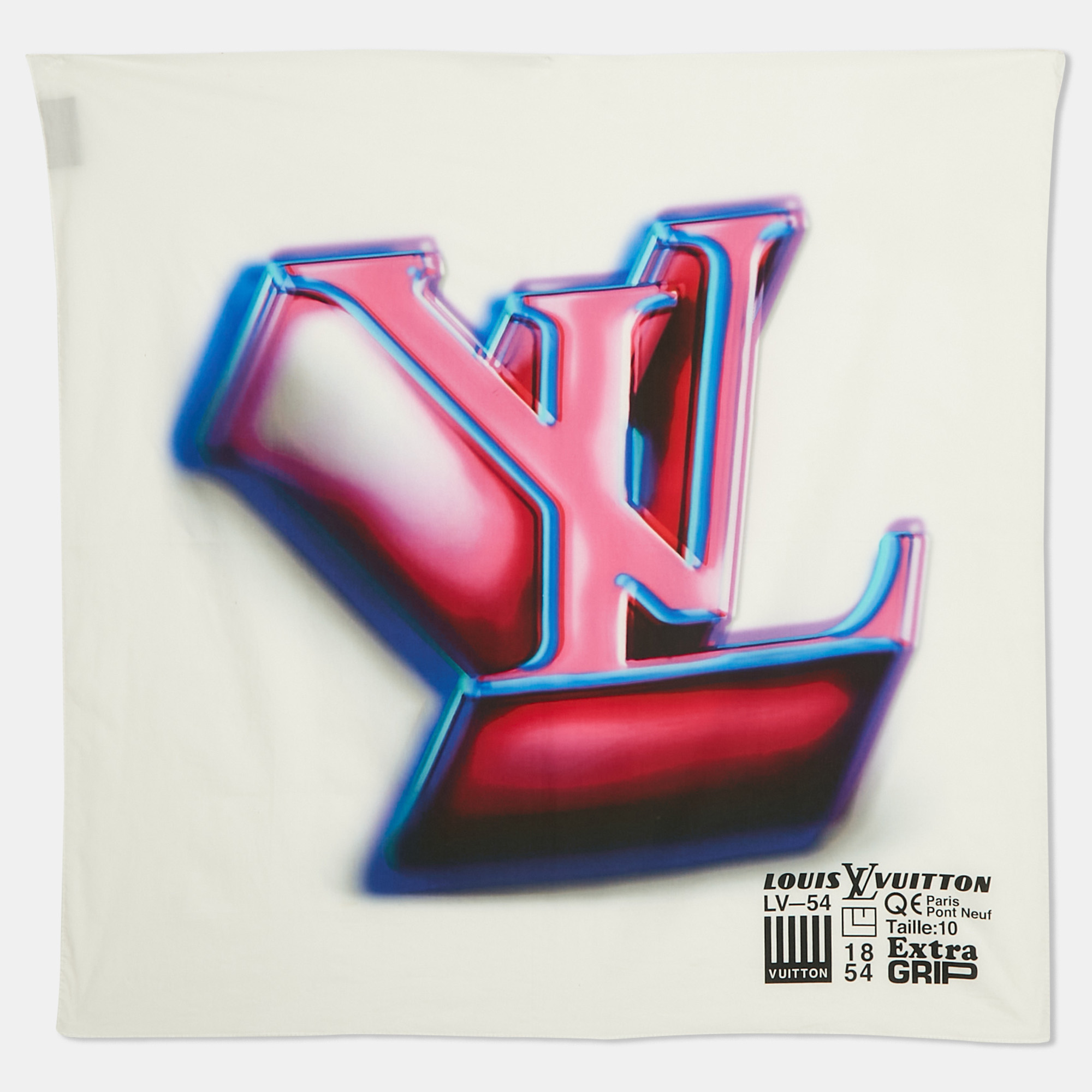 

Louis Vuitton White/Pink 3D LV Print Cotton Scarf