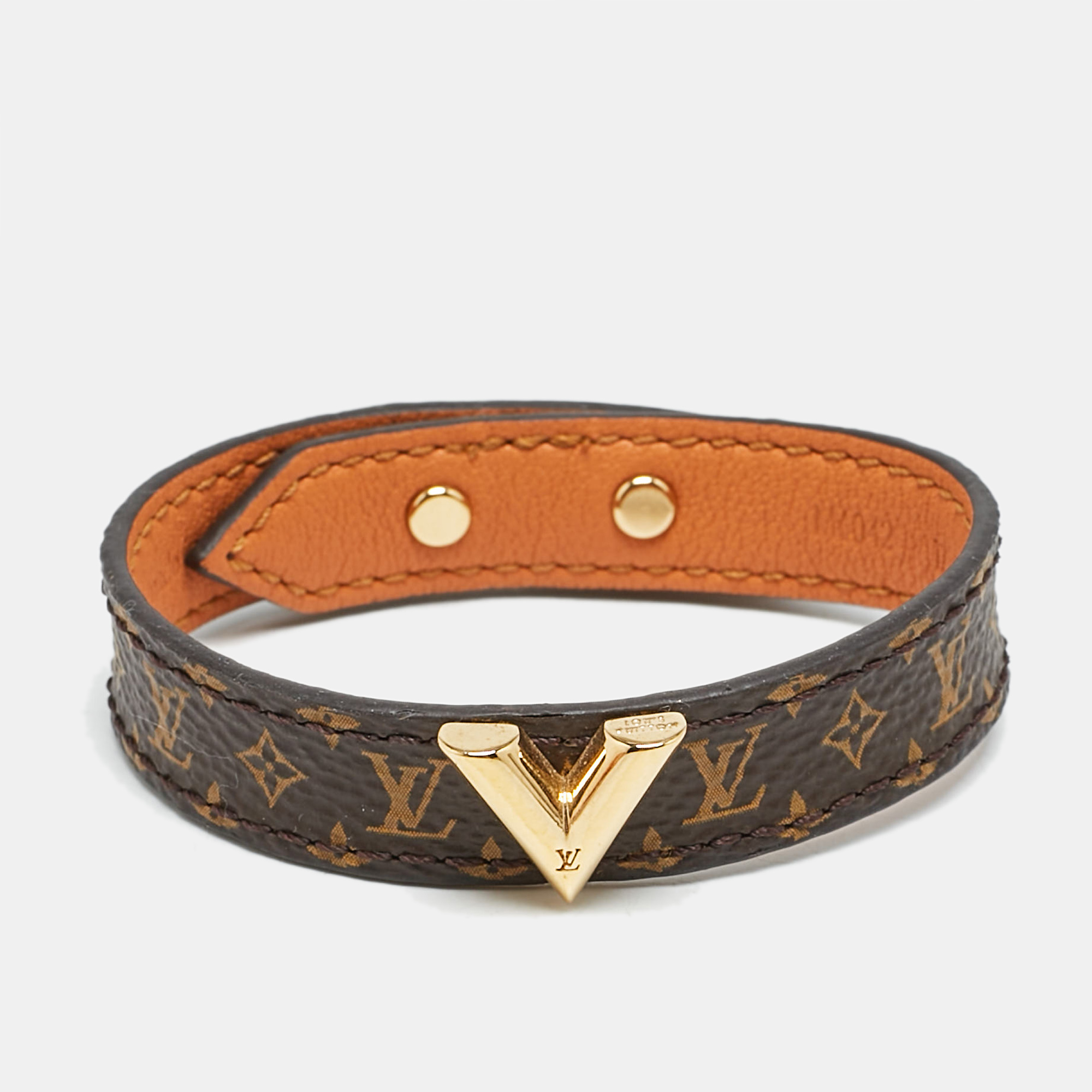 

Louis Vuitton Essential V Monogram Canvas Gold Tone Bracelet
