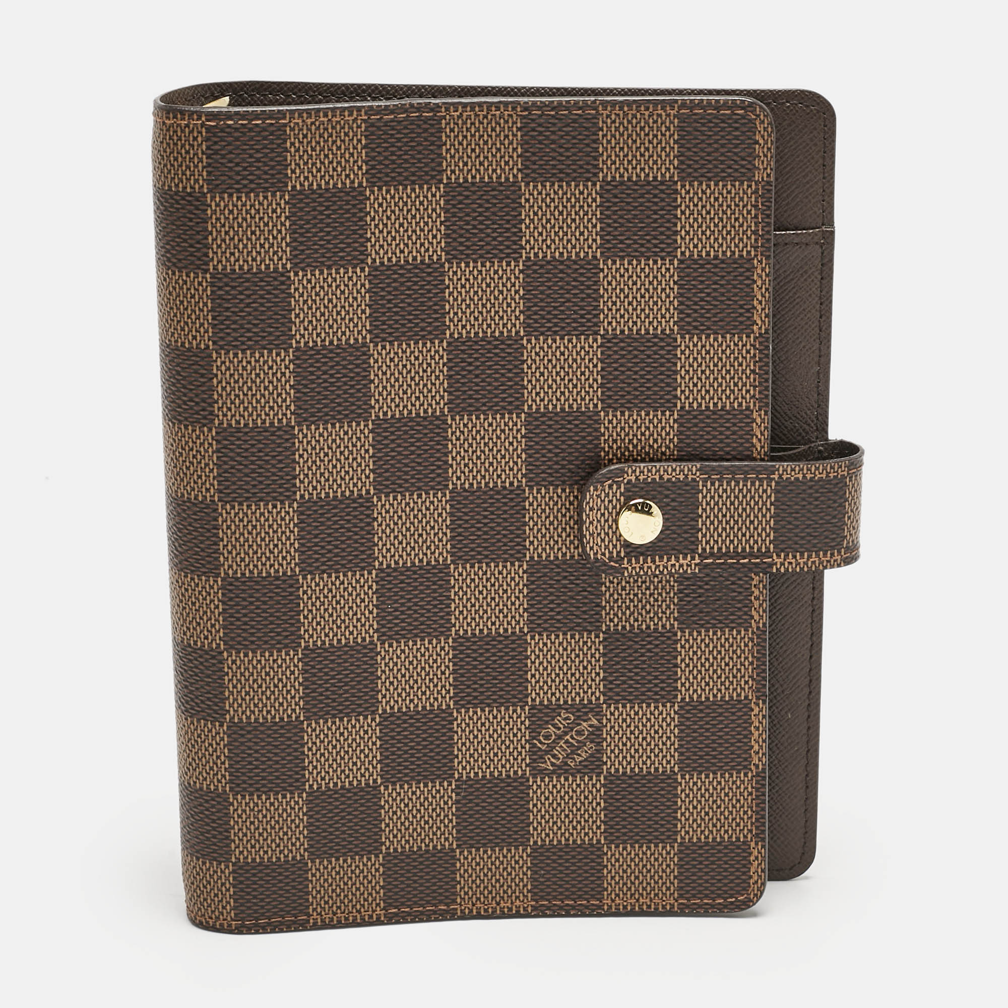 

Louis Vuitton Damier Ebene Canvas Medium Ring Agenda Cover, Brown