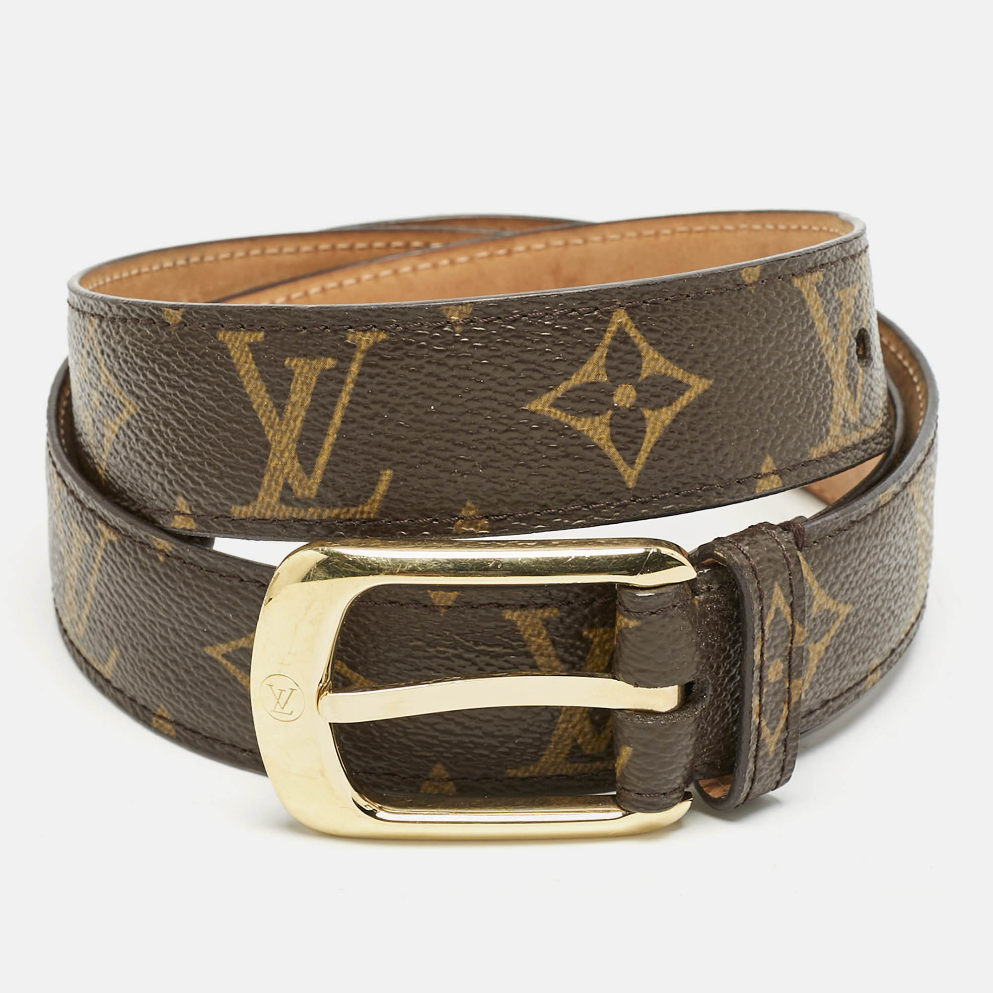 

Louis Vuitton Monogram Canvas Buckle Belt, Brown